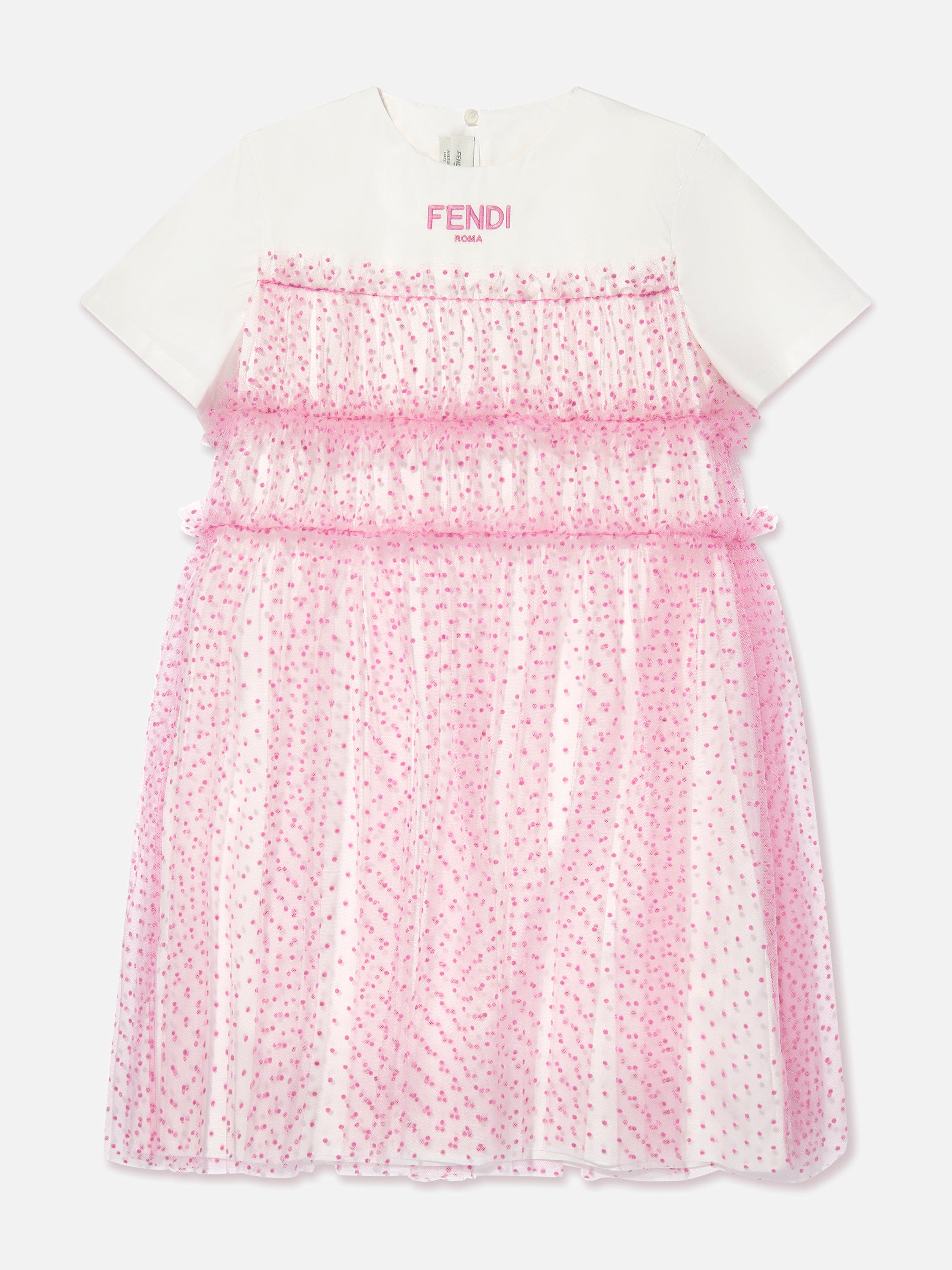 Fendi Girls Logo Tulle Dress in Pink Buy Cheap Many Kinds Of