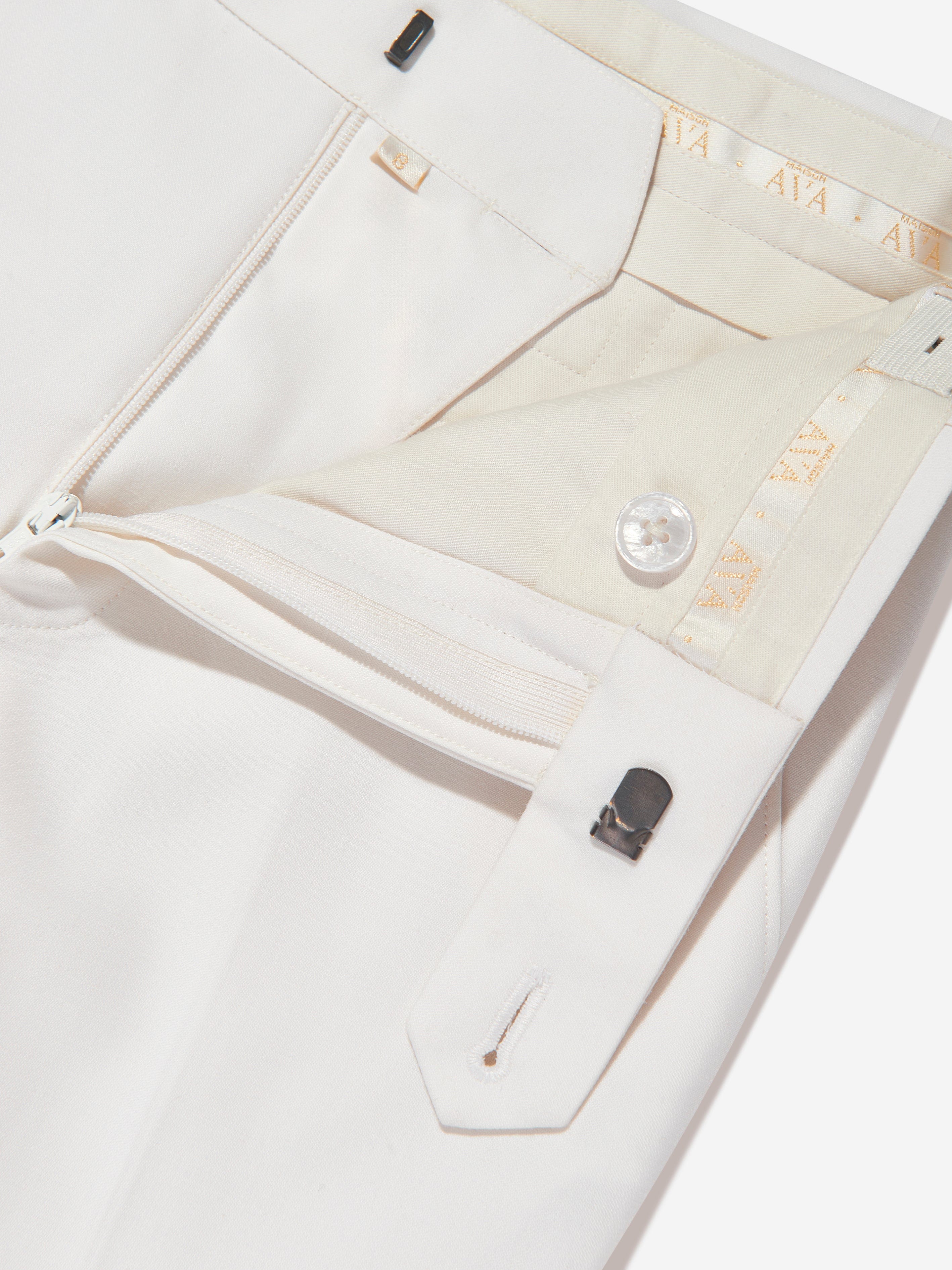 Maison Ava Boys Wool Blend Noel Trousers in Ivory Buy Cheap Eastbay