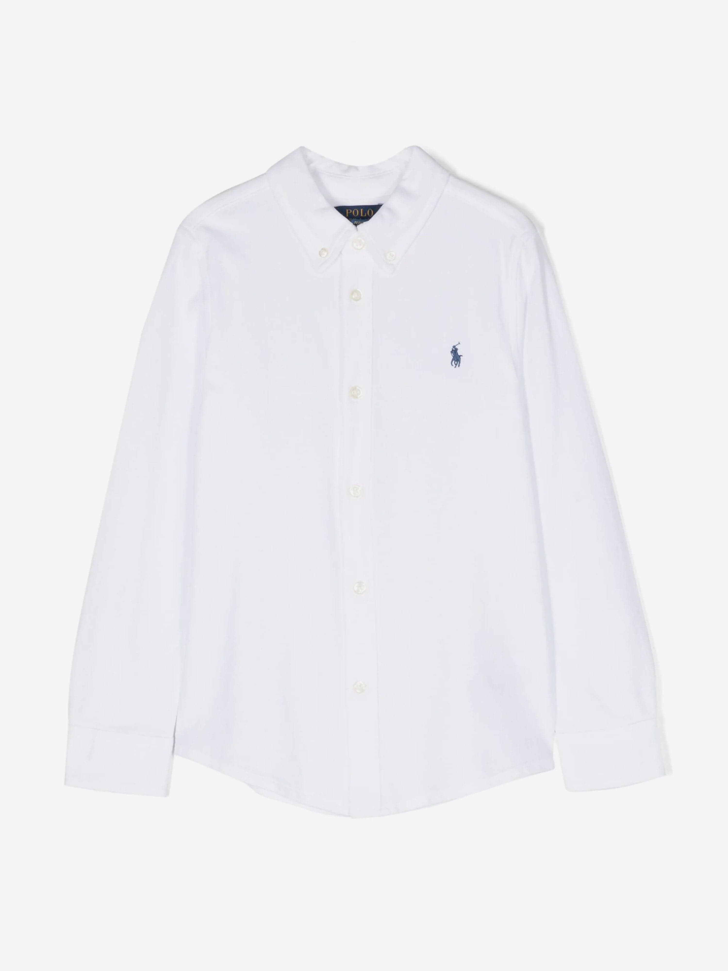 Ralph Lauren Boys Logo Shirt in White Sale Online Cheap