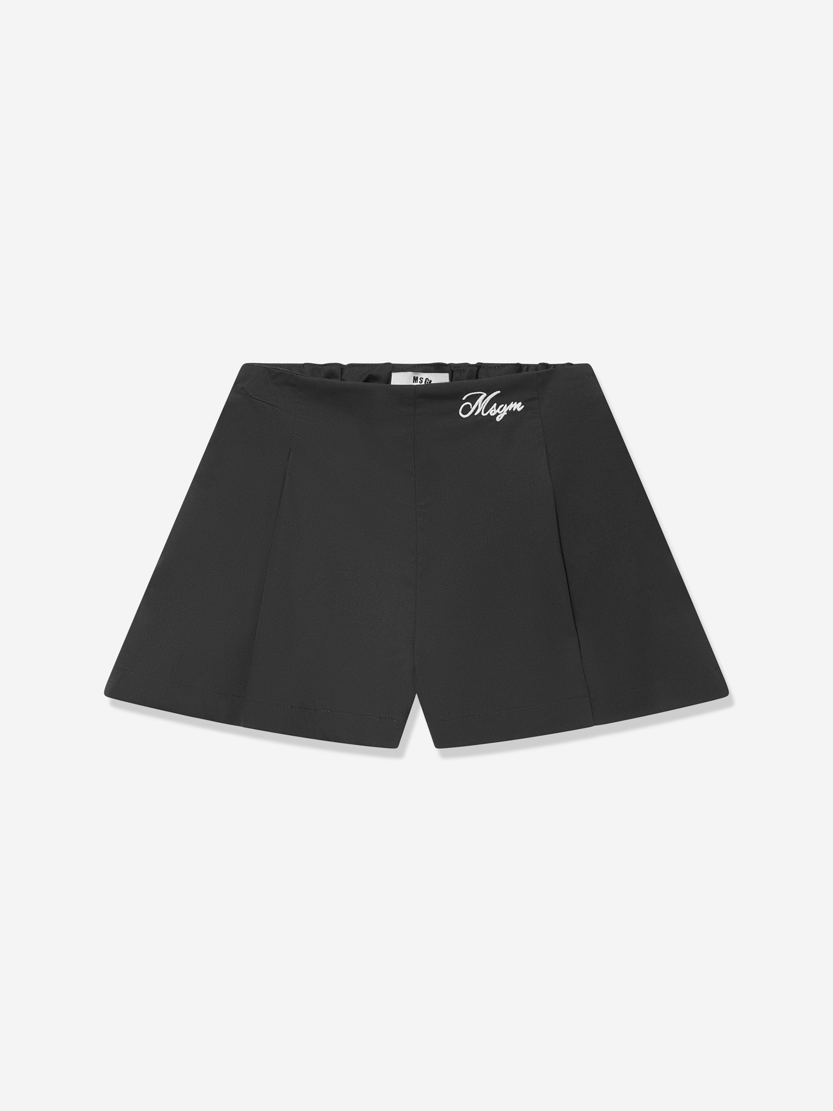 MSGM Girls Poplin Shorts in Black Sale Great Deals