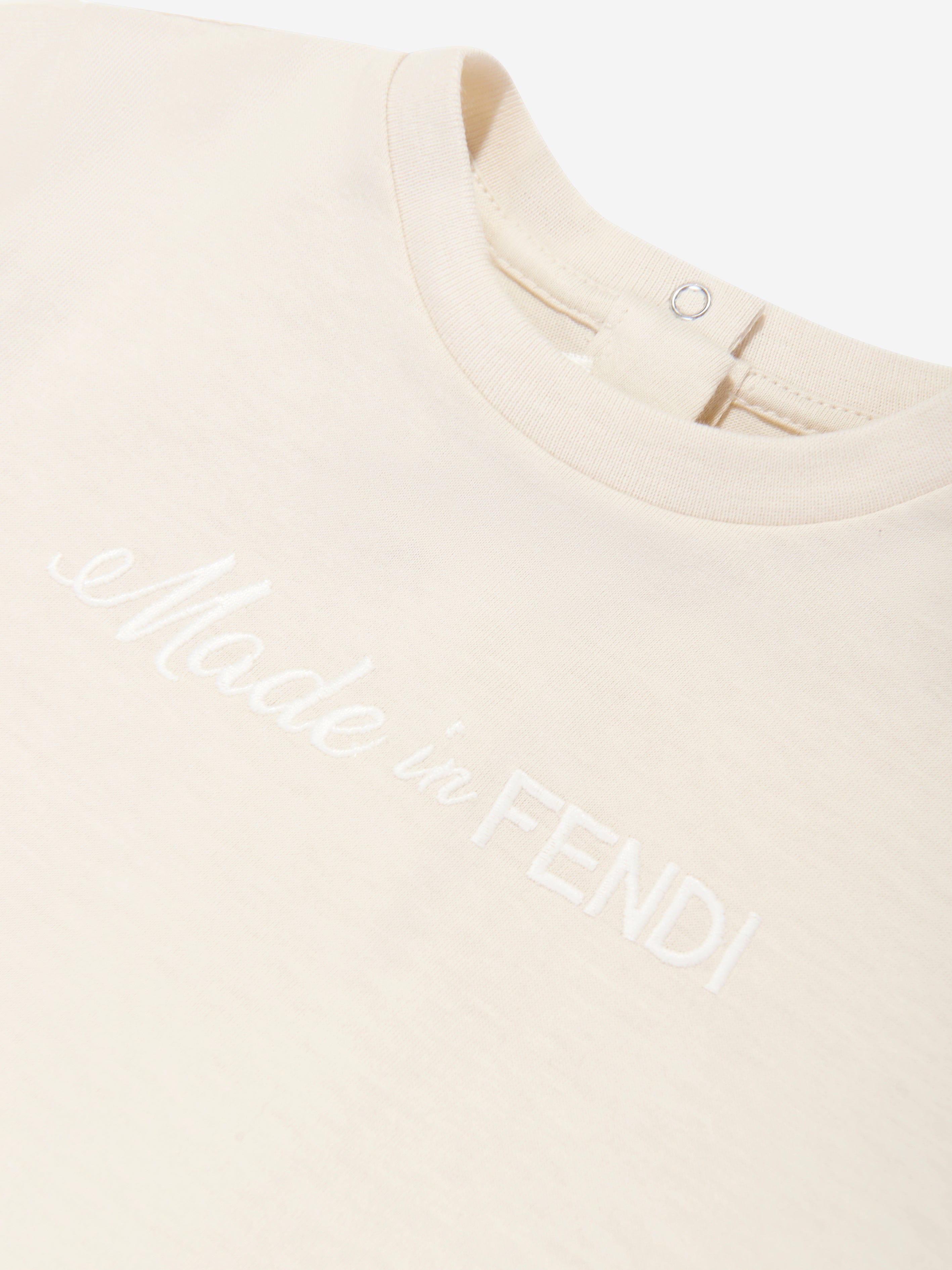 Fendi Baby Logo T-Shirt in Beige Supply Online