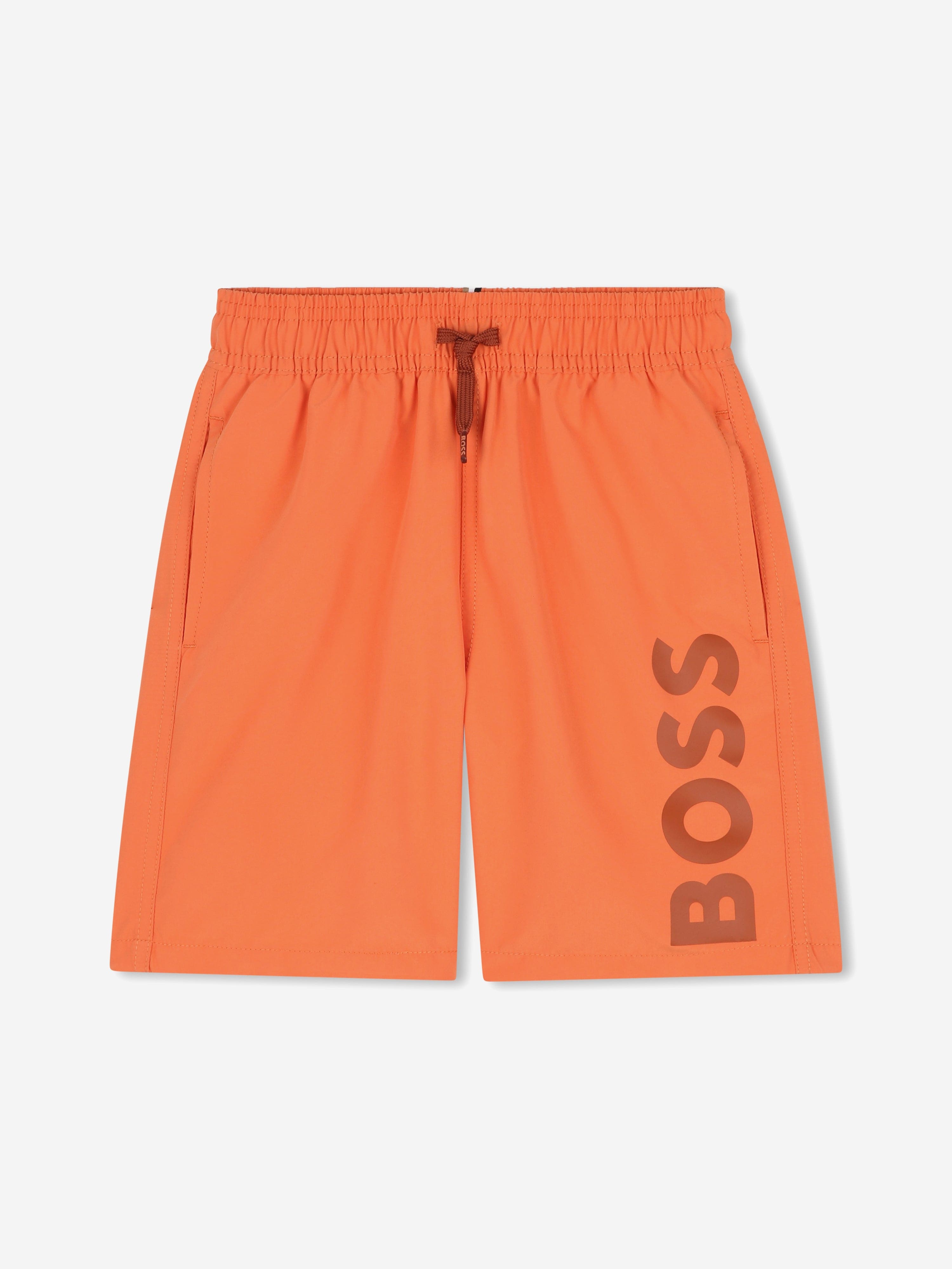 BOSS Boys Logo Print Swim Shorts in Orange Buy Cheap Release Dates