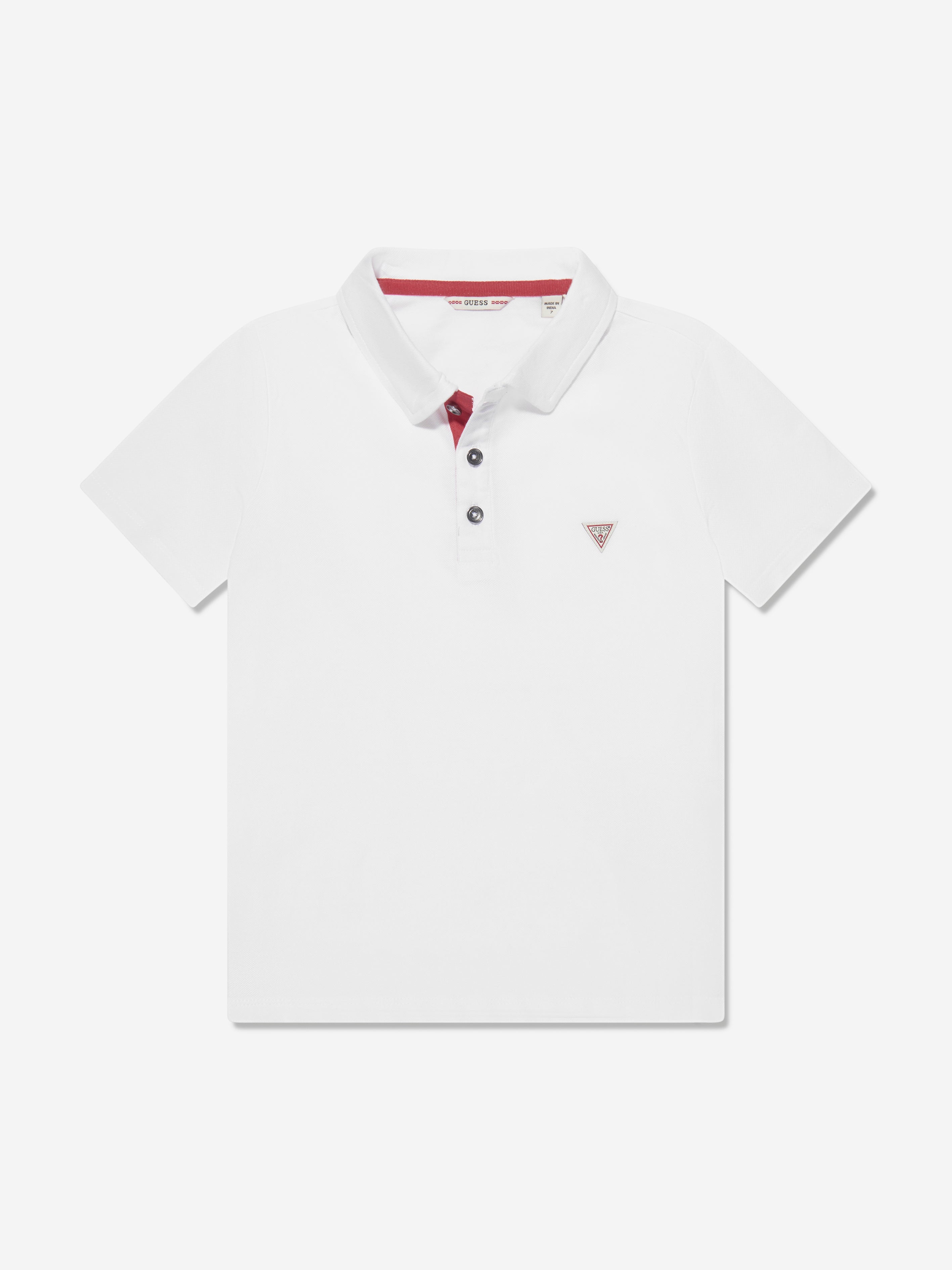 Guess Boys Logo Polo Shirt in White For Cheap Cheap Online