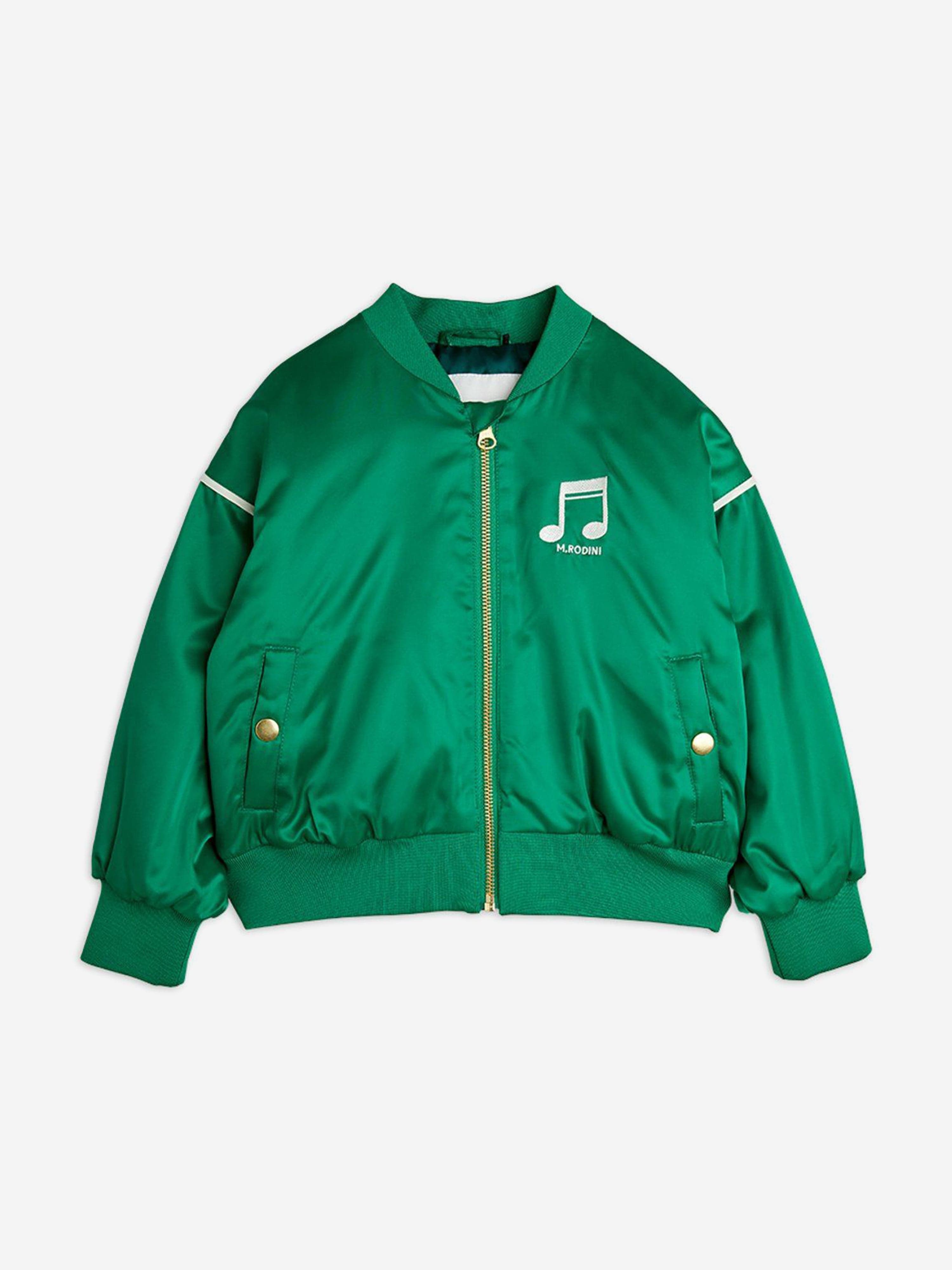 Kids Note Chenille Satin Baseball Jacket in Green Buy Cheap Big Sale