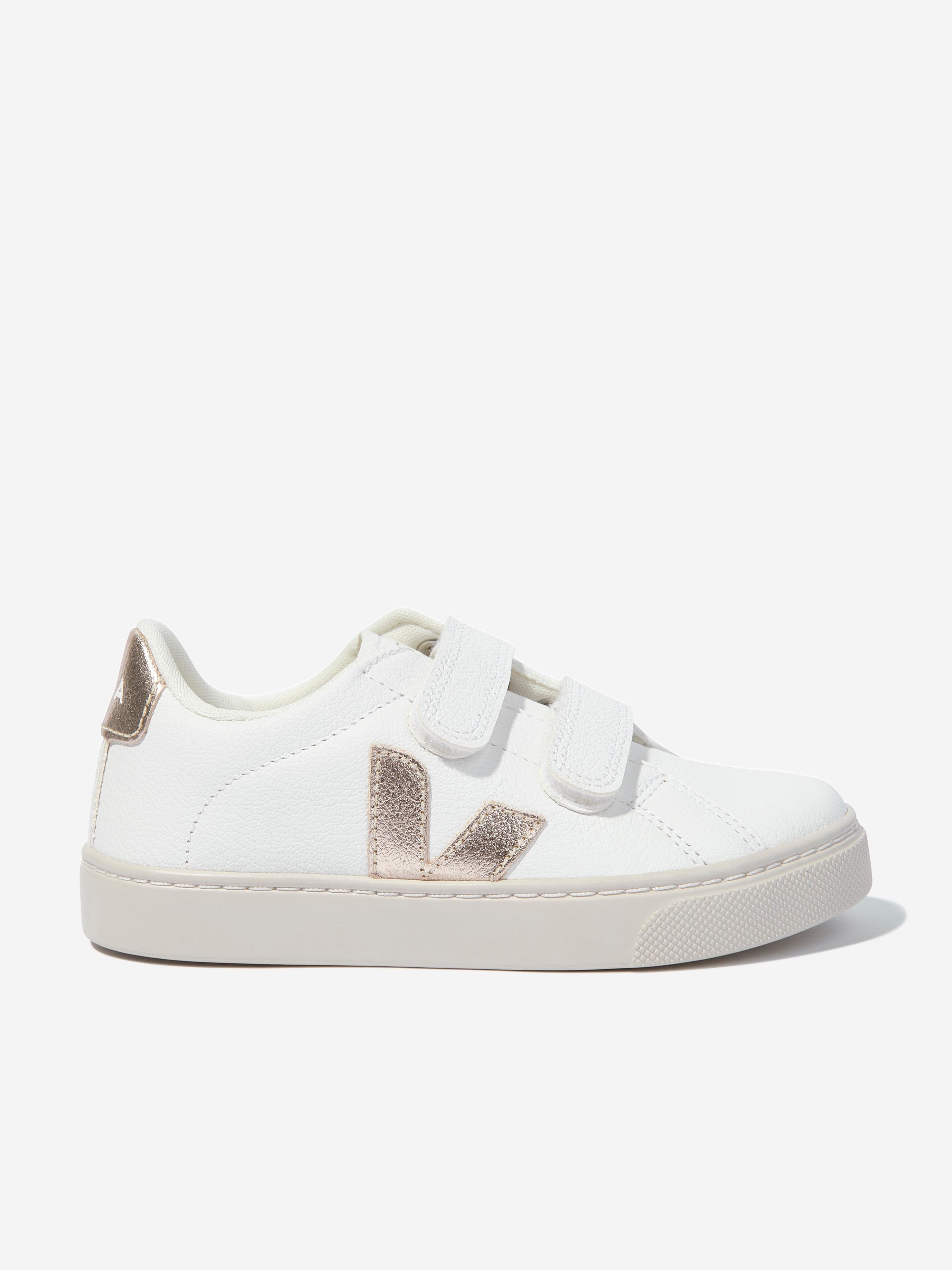 Veja Kids ChromeFree Leather Esplar Trainers in White Cheap Best Seller