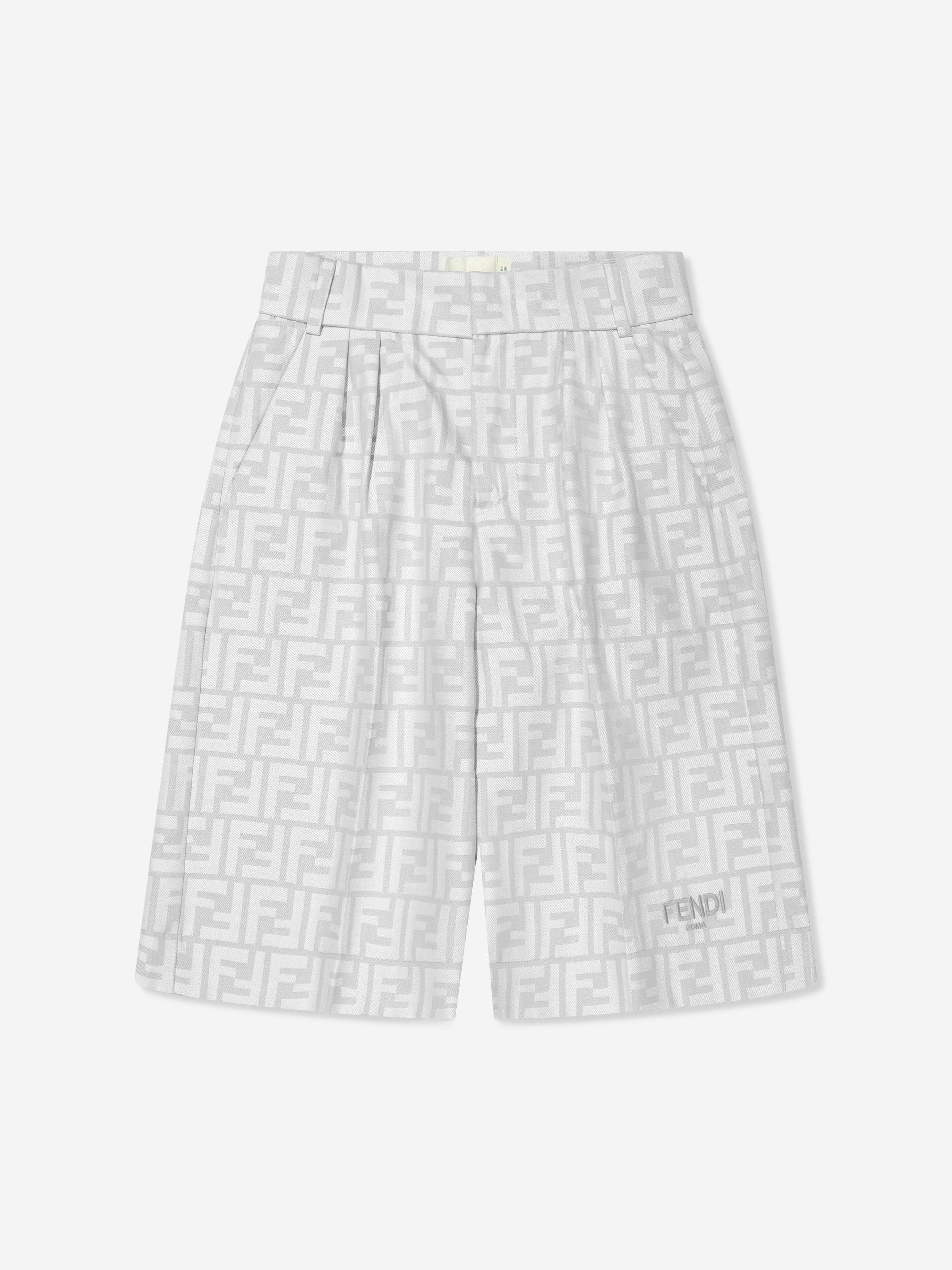 Fendi Boys FF Logo Shorts in Grey Free Shipping Purchase
