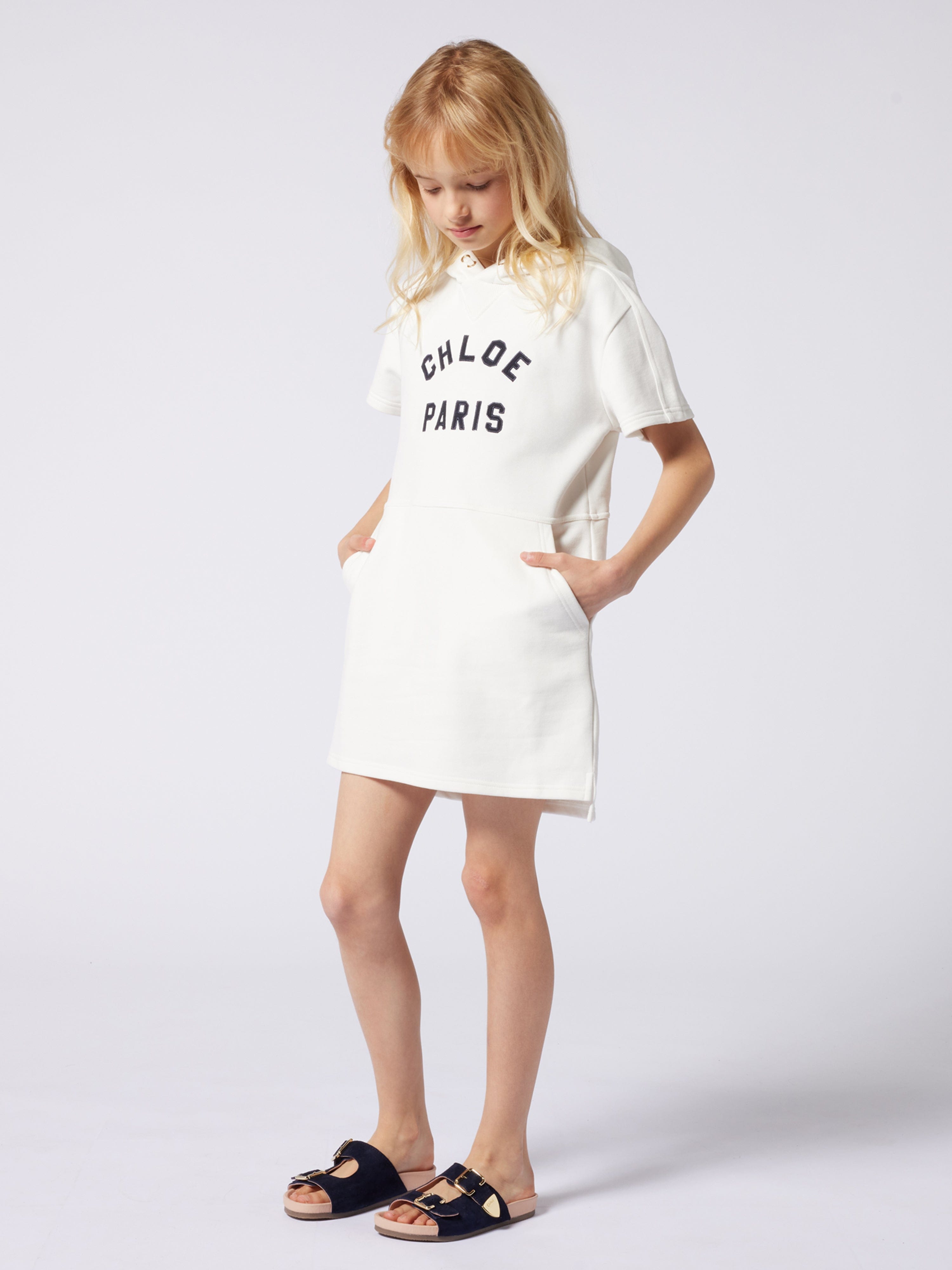 Chlo¨¦ Girls Hooded Sweater Dress in Ivory Cheap Sale Geniue Stockist