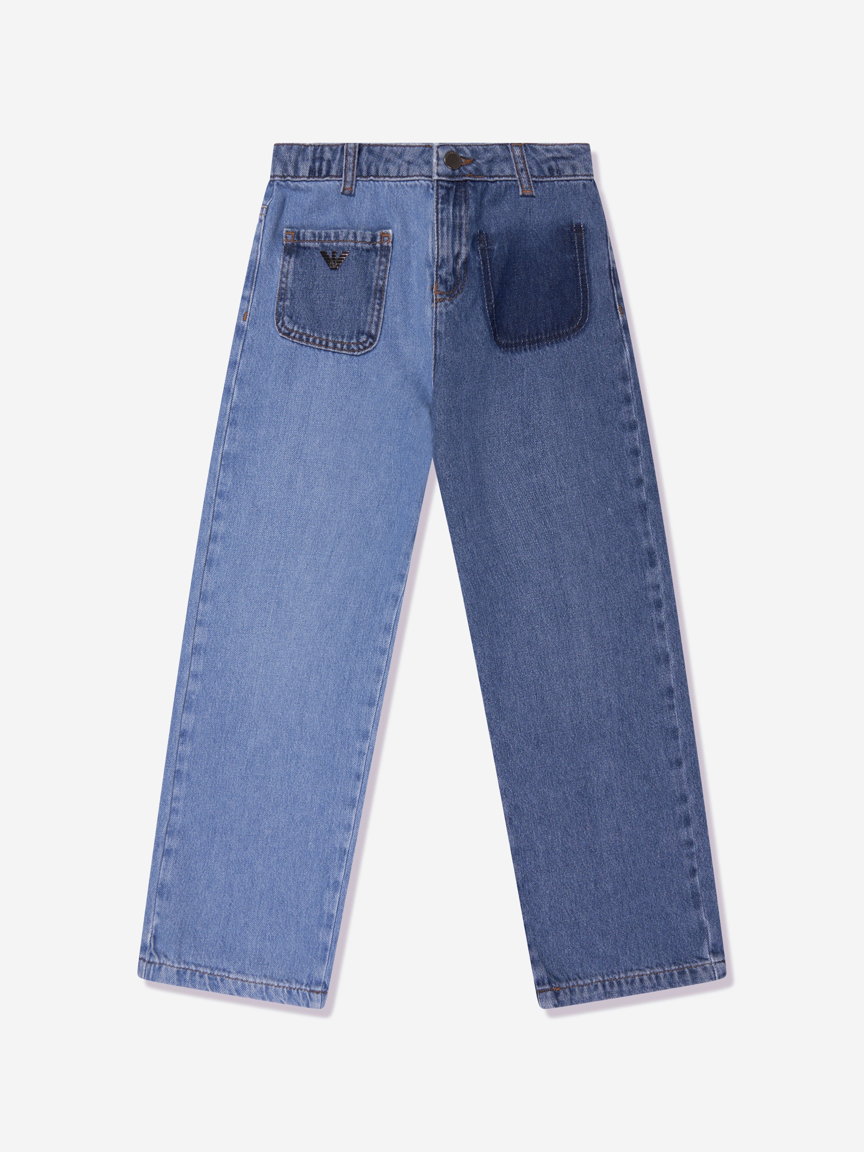 Emporio Armani Girls Wide Leg Jeans in Blue With Paypal Online
