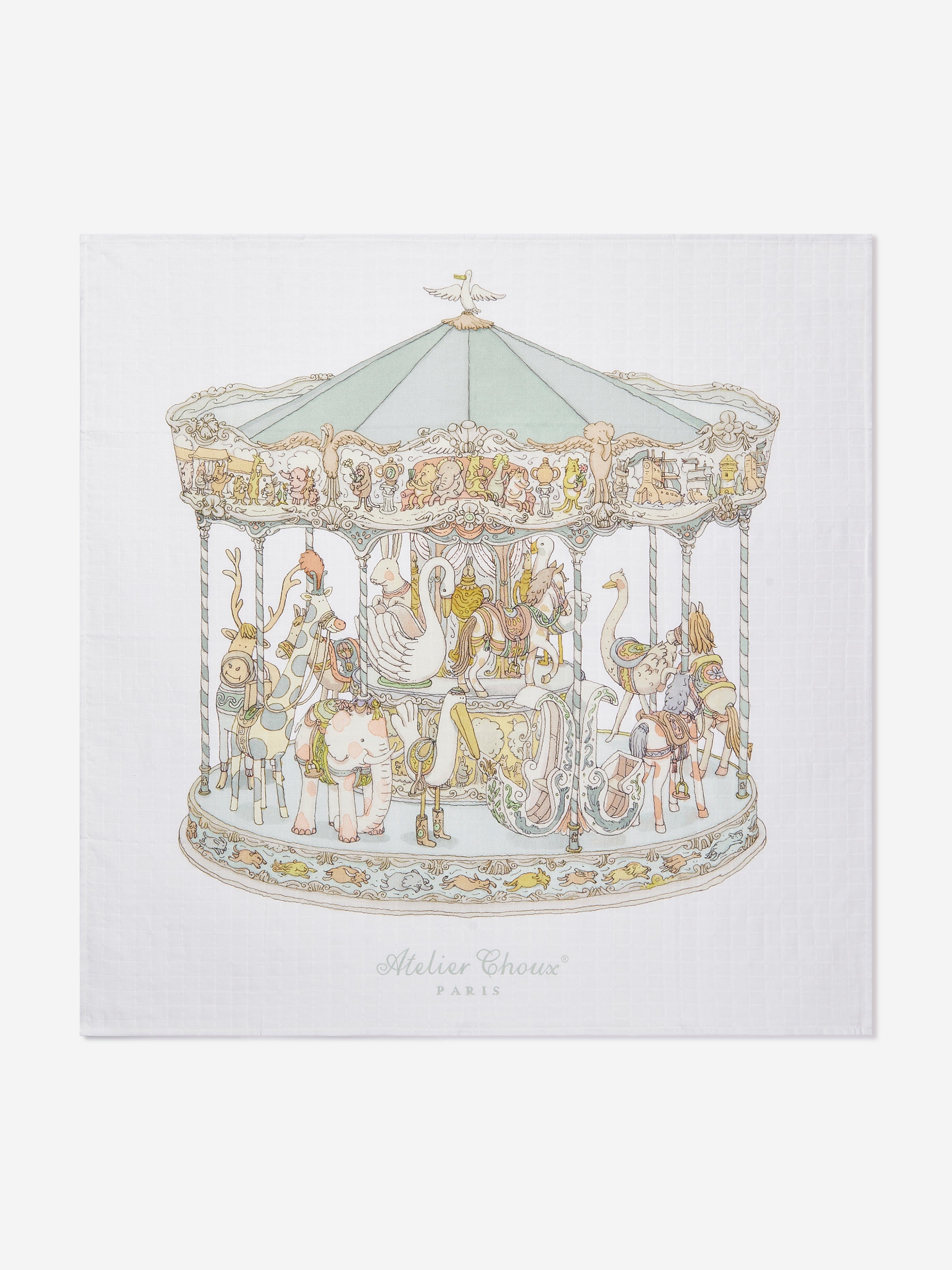 Atelier Choux Baby Carousel Swaddle in White Cheap Factory Outlet
