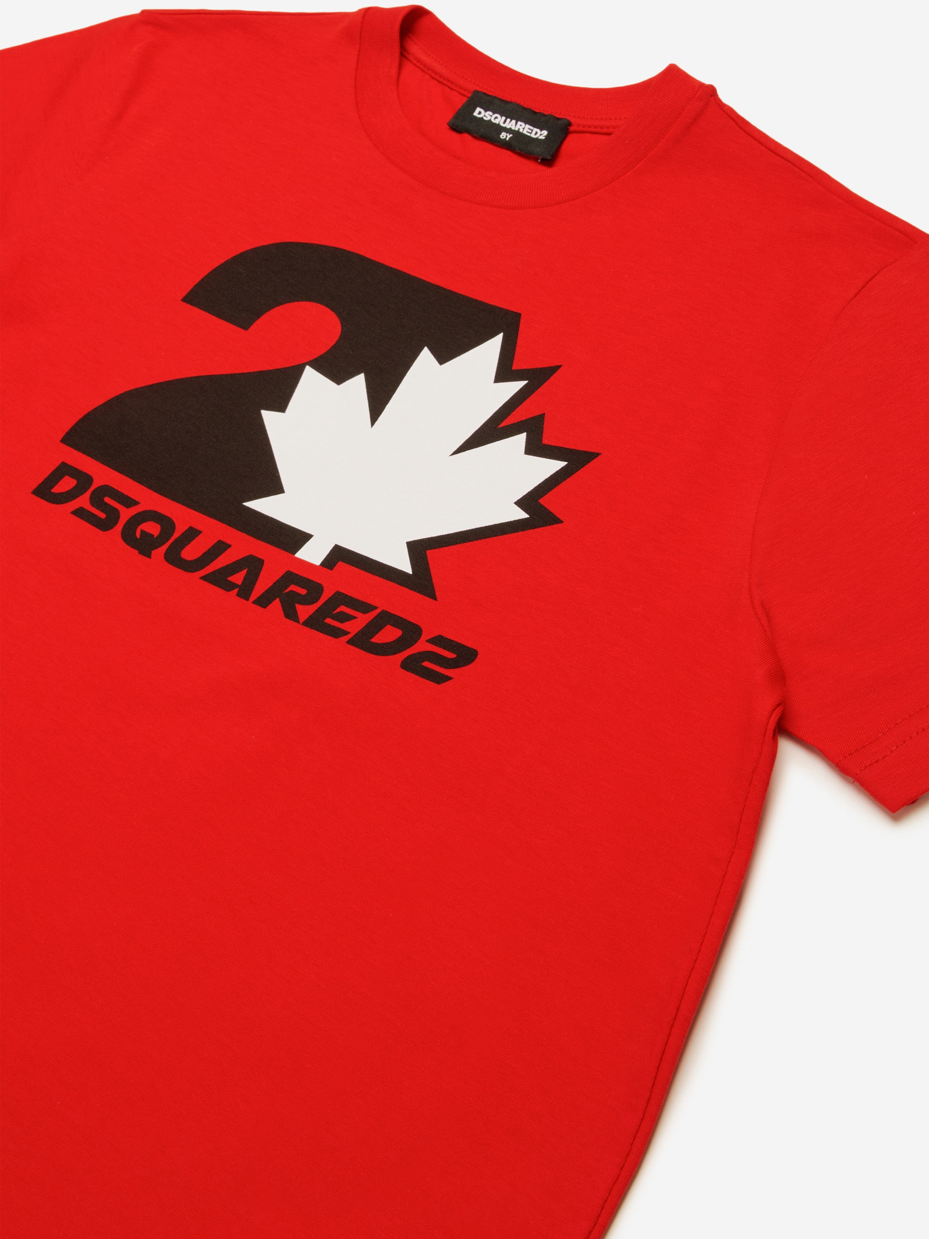 Dsquared2 Kids Maple Leaf Logo T-Shirt in Red Cheap Sale Good Selling