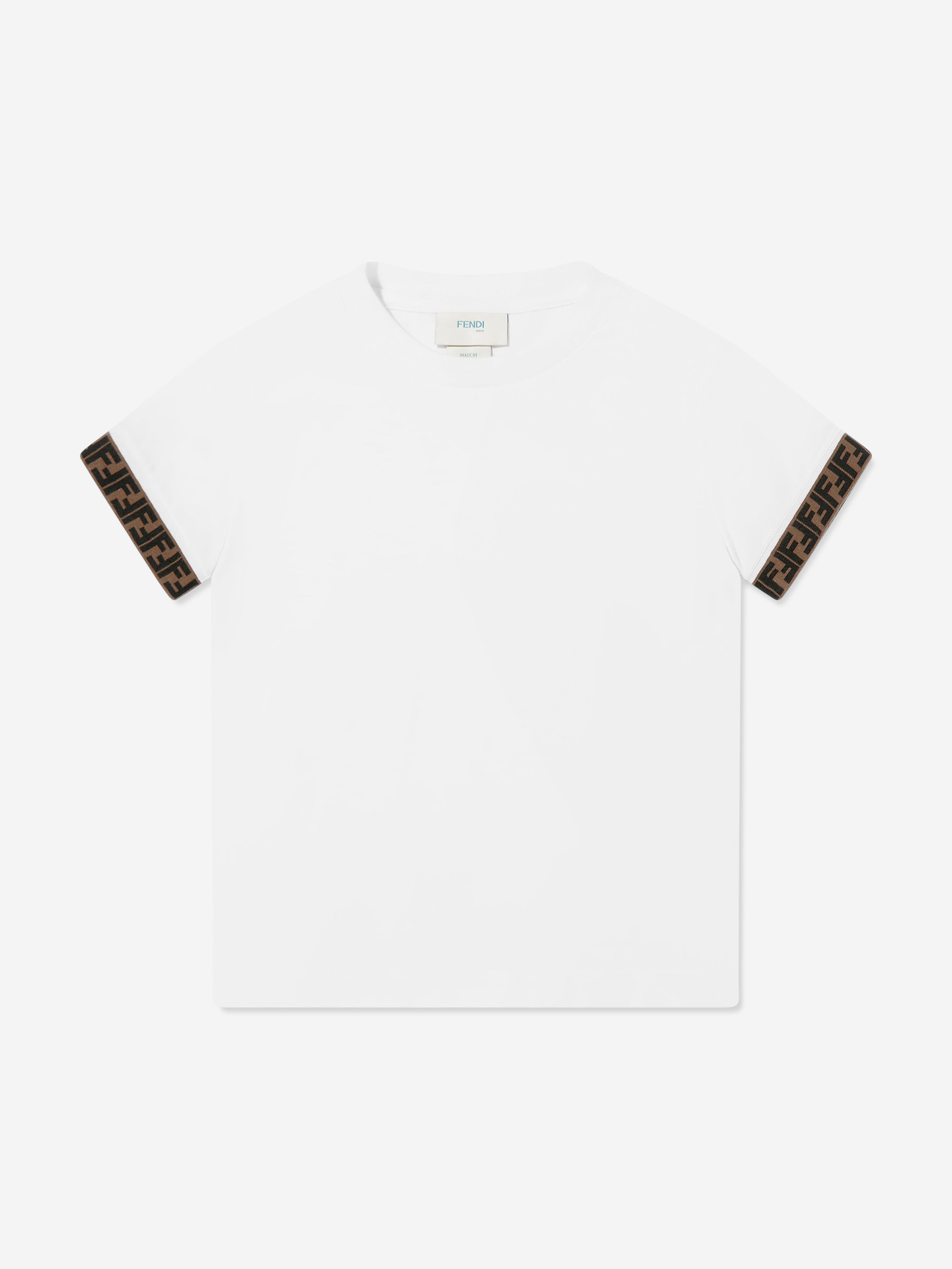 Fendi Kids Logo Trim T-Shirt in White Browse
