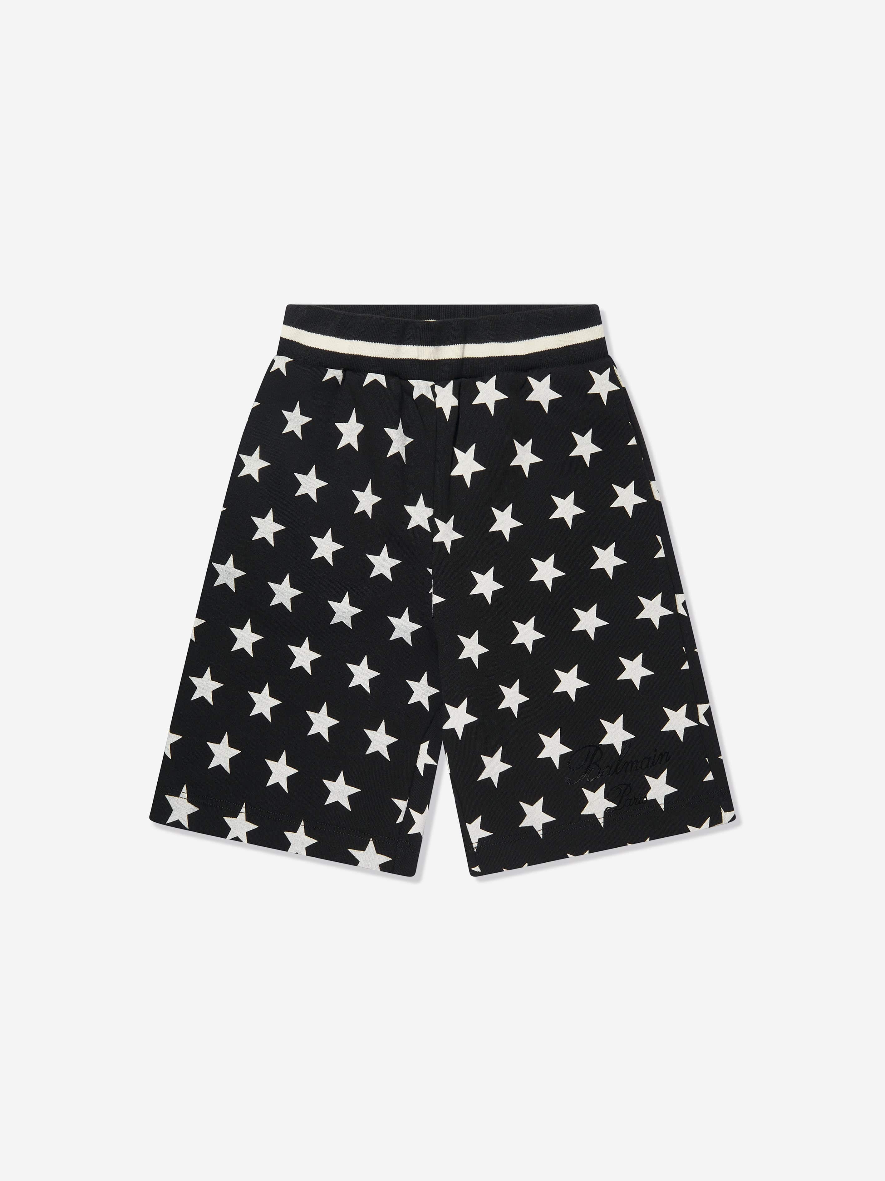 Balmain Boys Star Print Jersey Shorts in Black Cheap Wiki