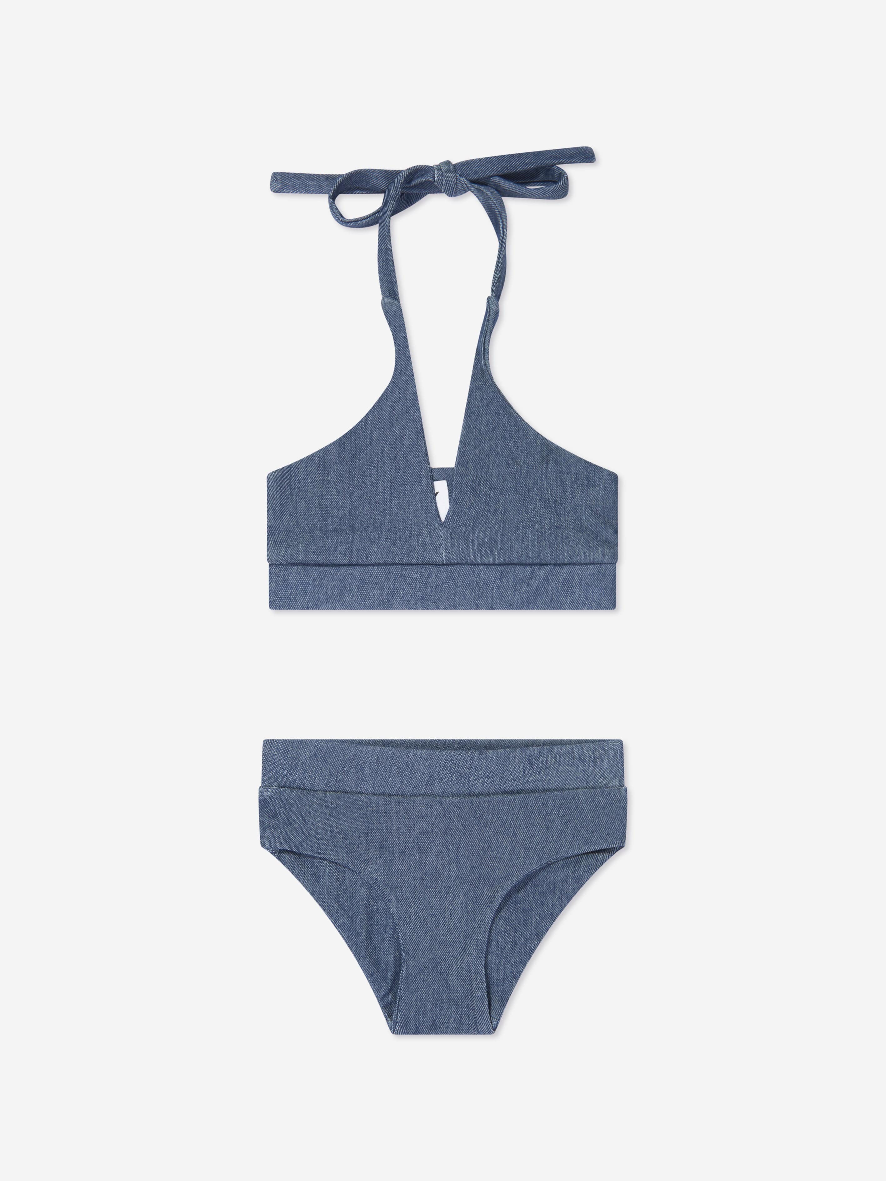 AY by AYLA Girls Denim Look Halterneck Bikini in Blue Cheap Sale Choice