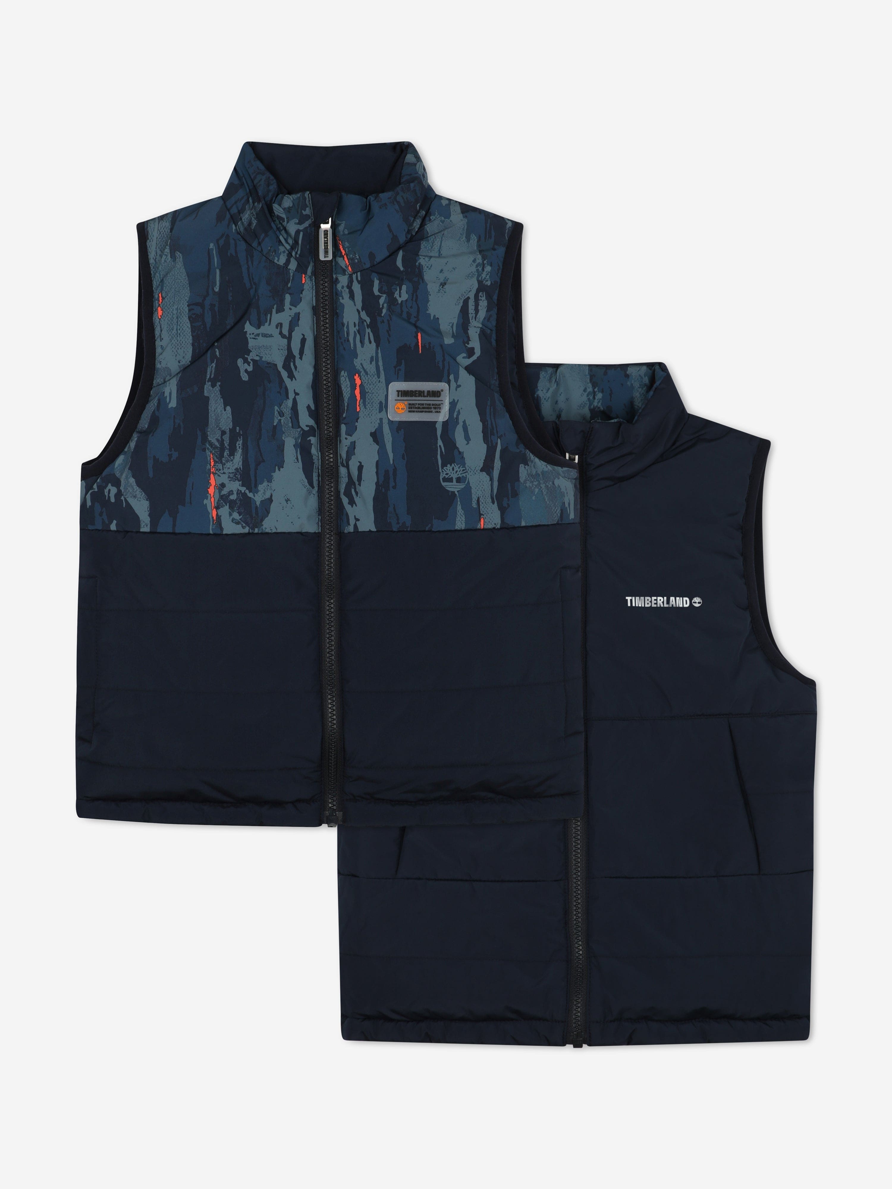 Timberland Boys Reversible Padded Gilet in Navy Cheap Online