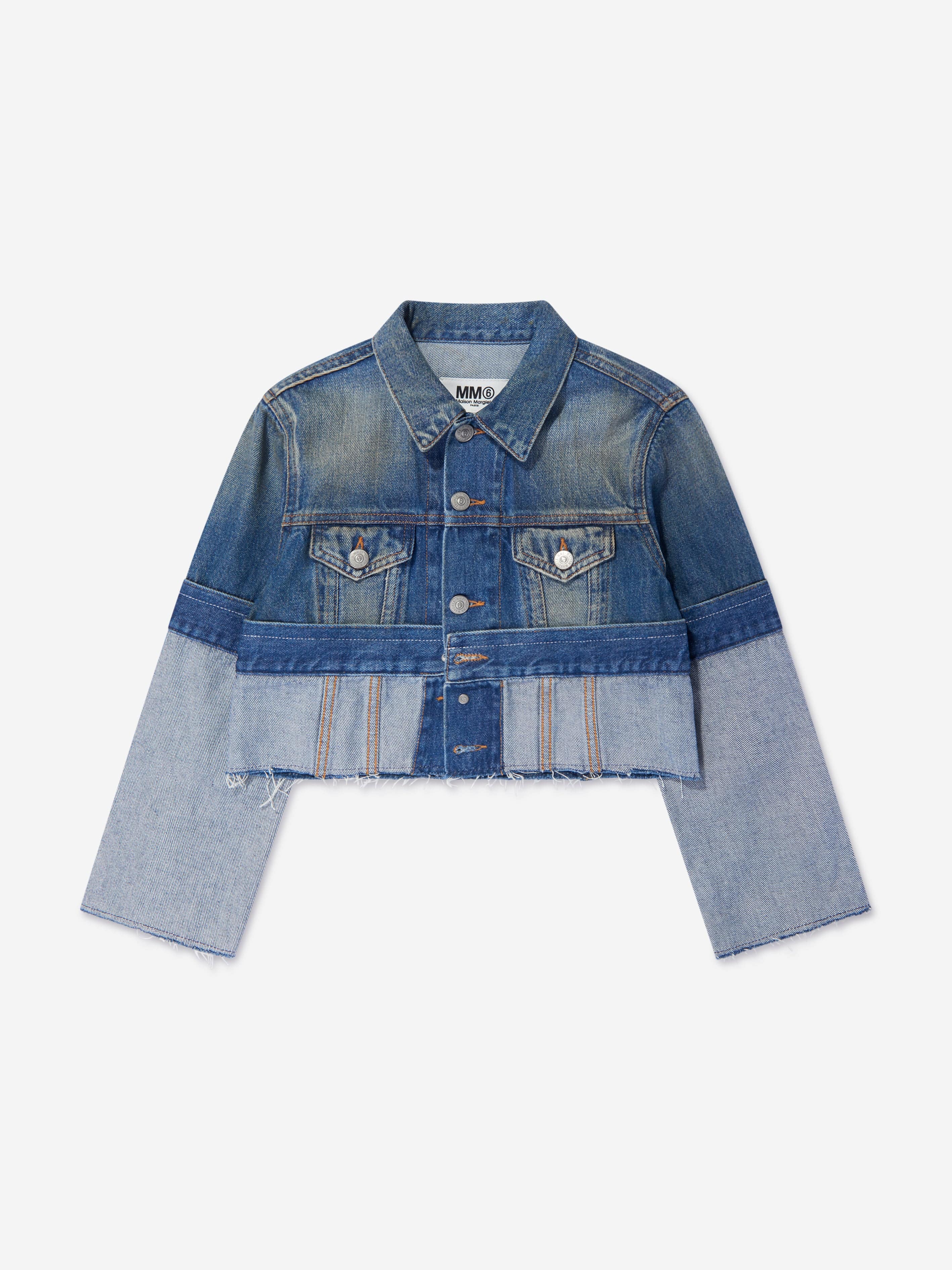 MM6 Maison Margiela Kids Re-Cut Shaded Denim Jacket in Blue Sale Wholesale Pice