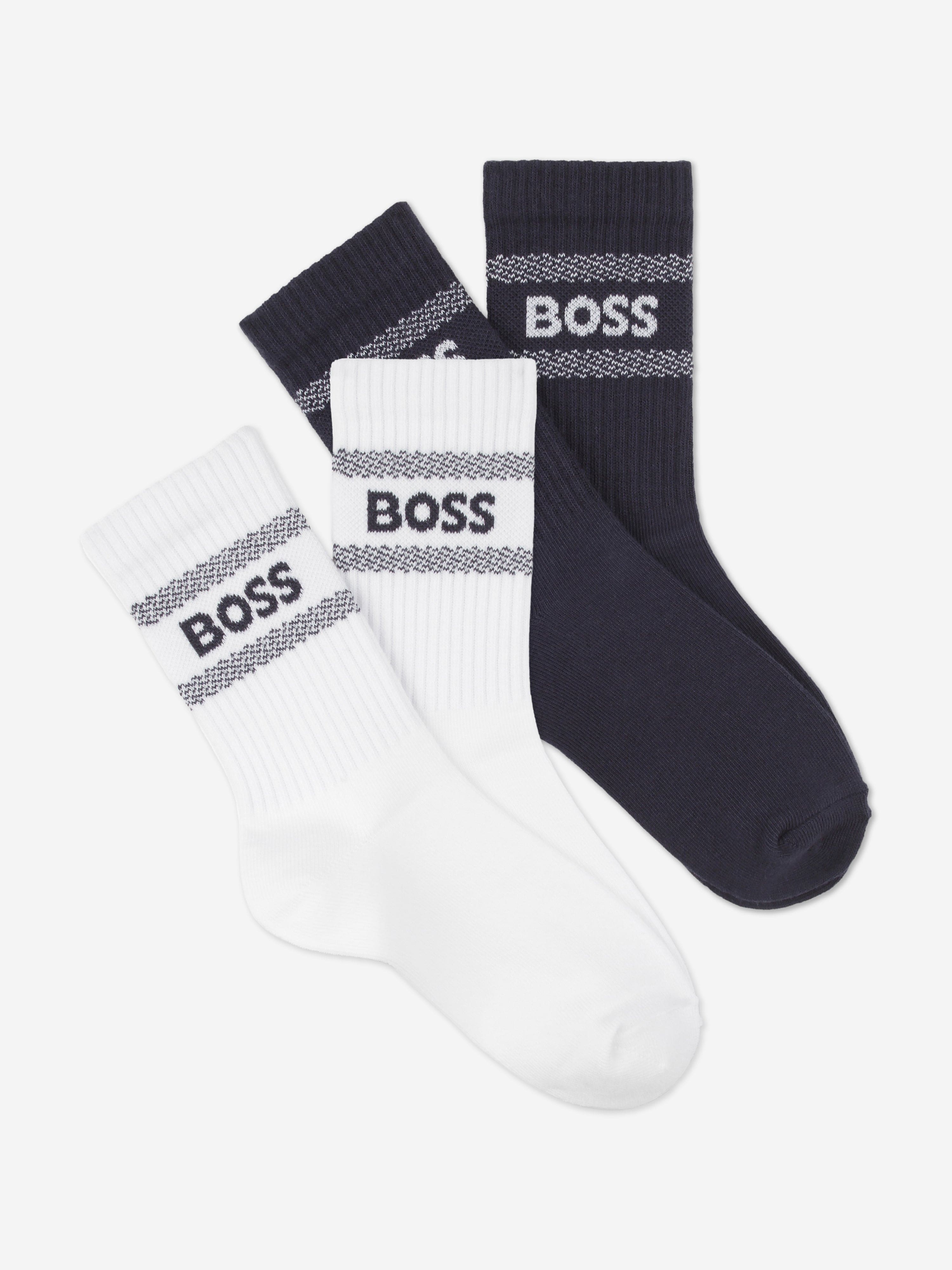 BOSS Boys Logo Socks Set (2 Pairs) in Navy Discount Best Seller