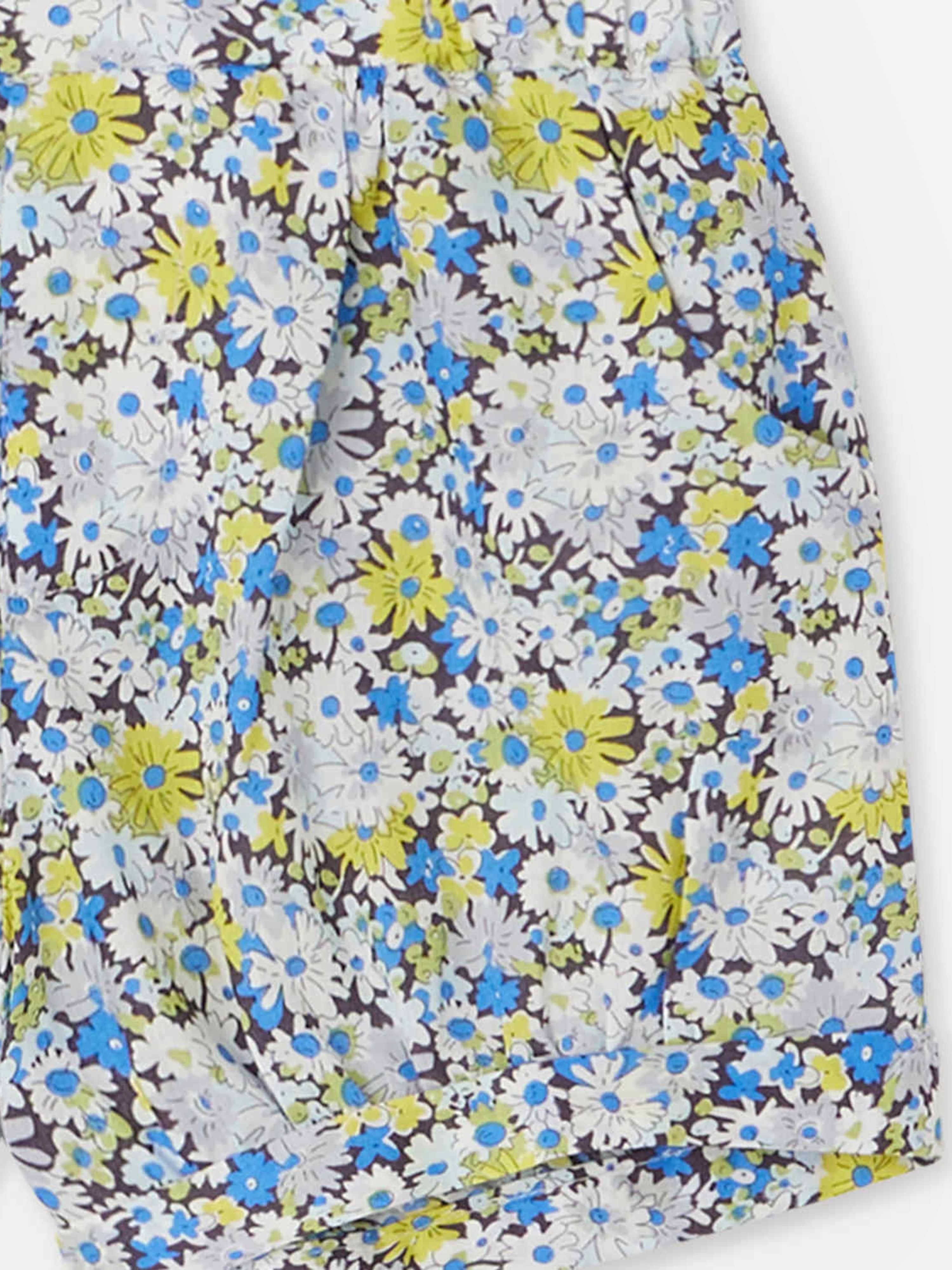 Bonpoint Baby Girls Short Square Floral Shorts in Blue Free Shipping View