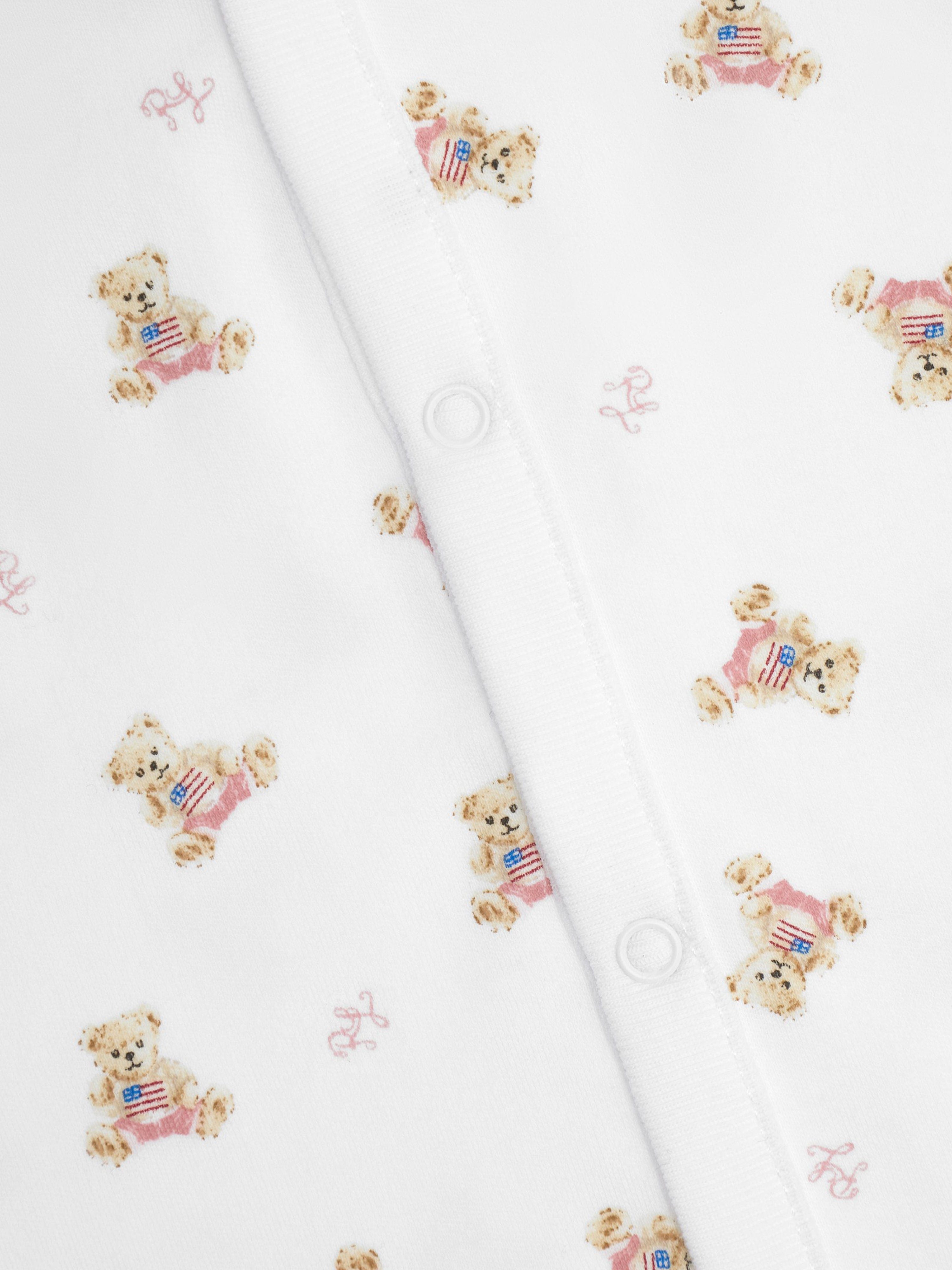 Ralph Lauren Baby Girls Bear Babygrow in White Outlet Amazing Pice