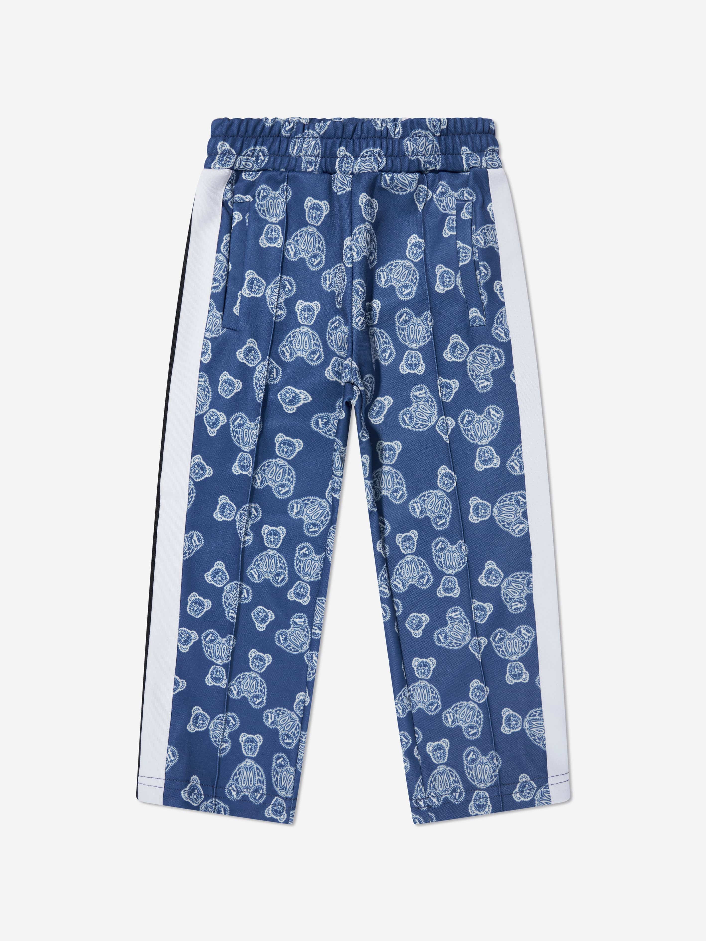 Palm Angels Boys AOP Bears Paisley Track Pants in Blue Cheap Sale Cheapest
