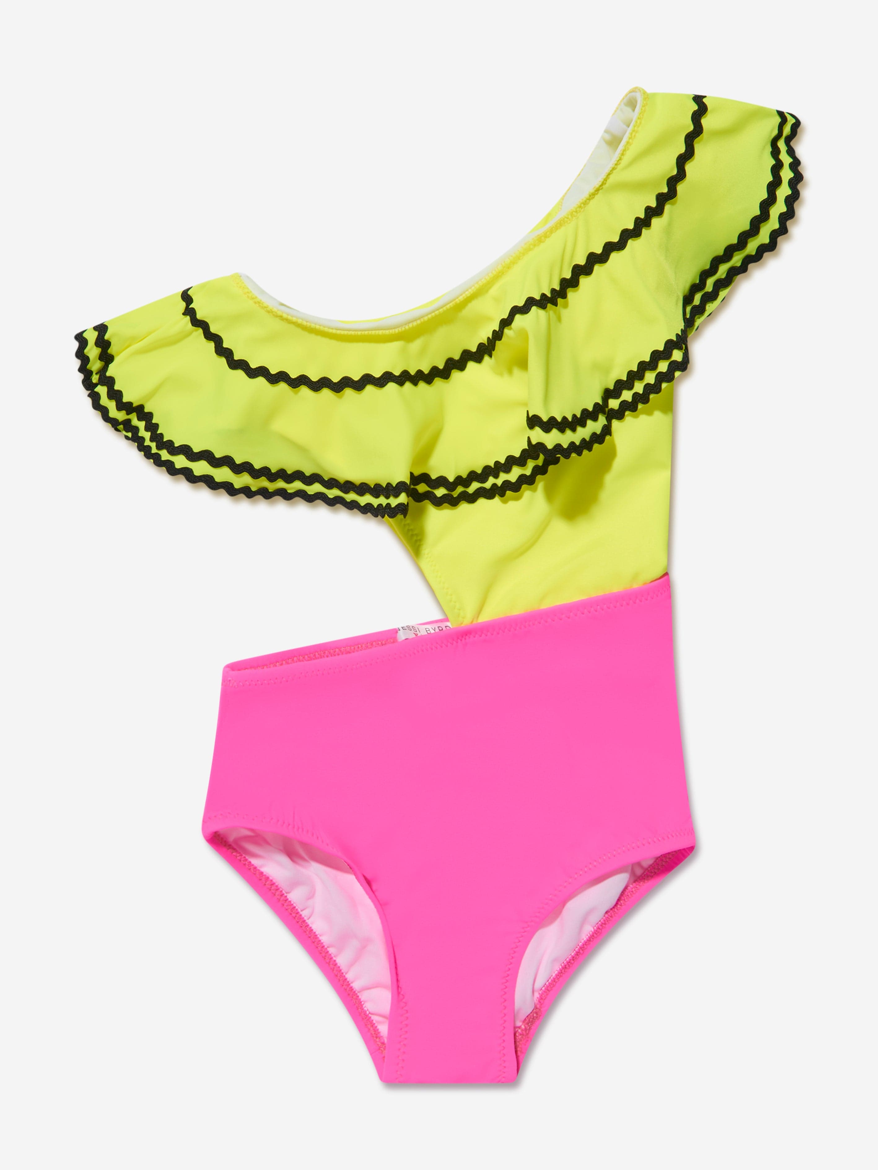 Nessi Byrd Girls Neon One Shoulder Lizzy Swimsuit in Multicolour Official Site Sale Online