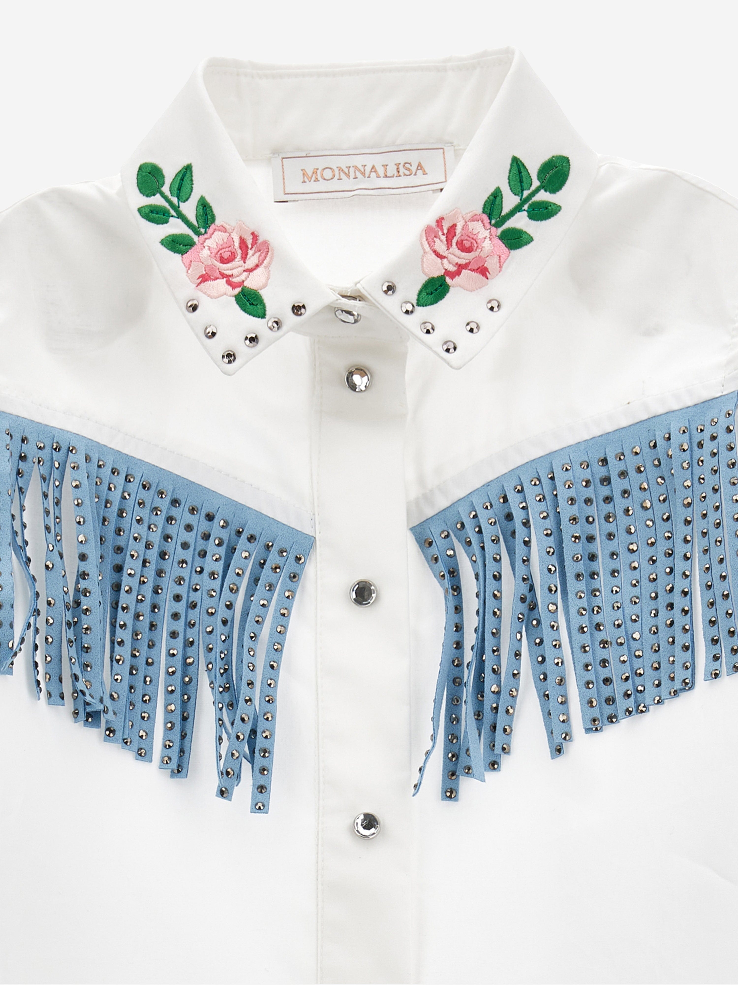 Monnalisa Girls Rodeo Shirt in White Sale Outlet