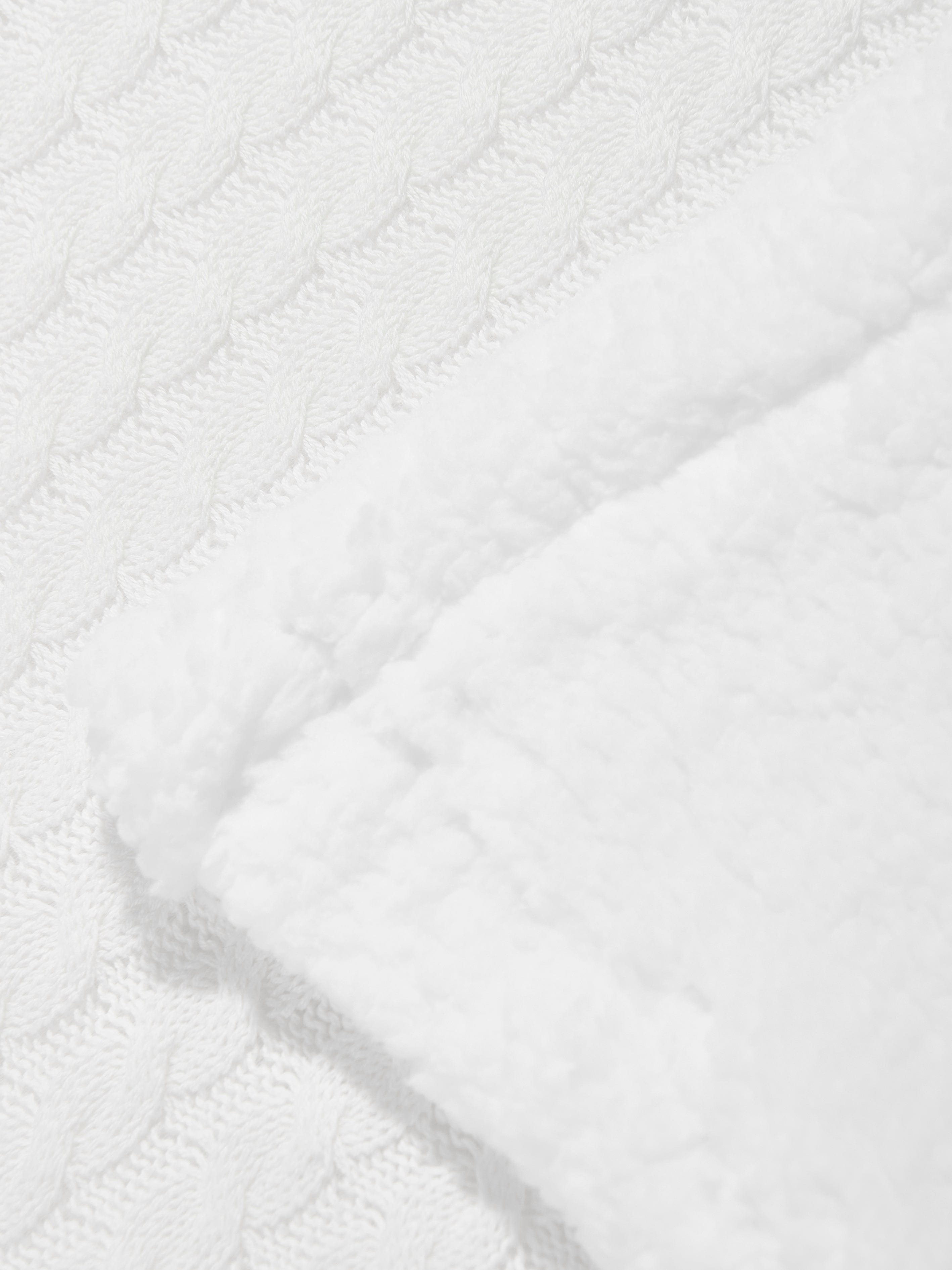 DKNY Baby Sherpa Fleece Blanket in White (90cm) Clearance Outlet