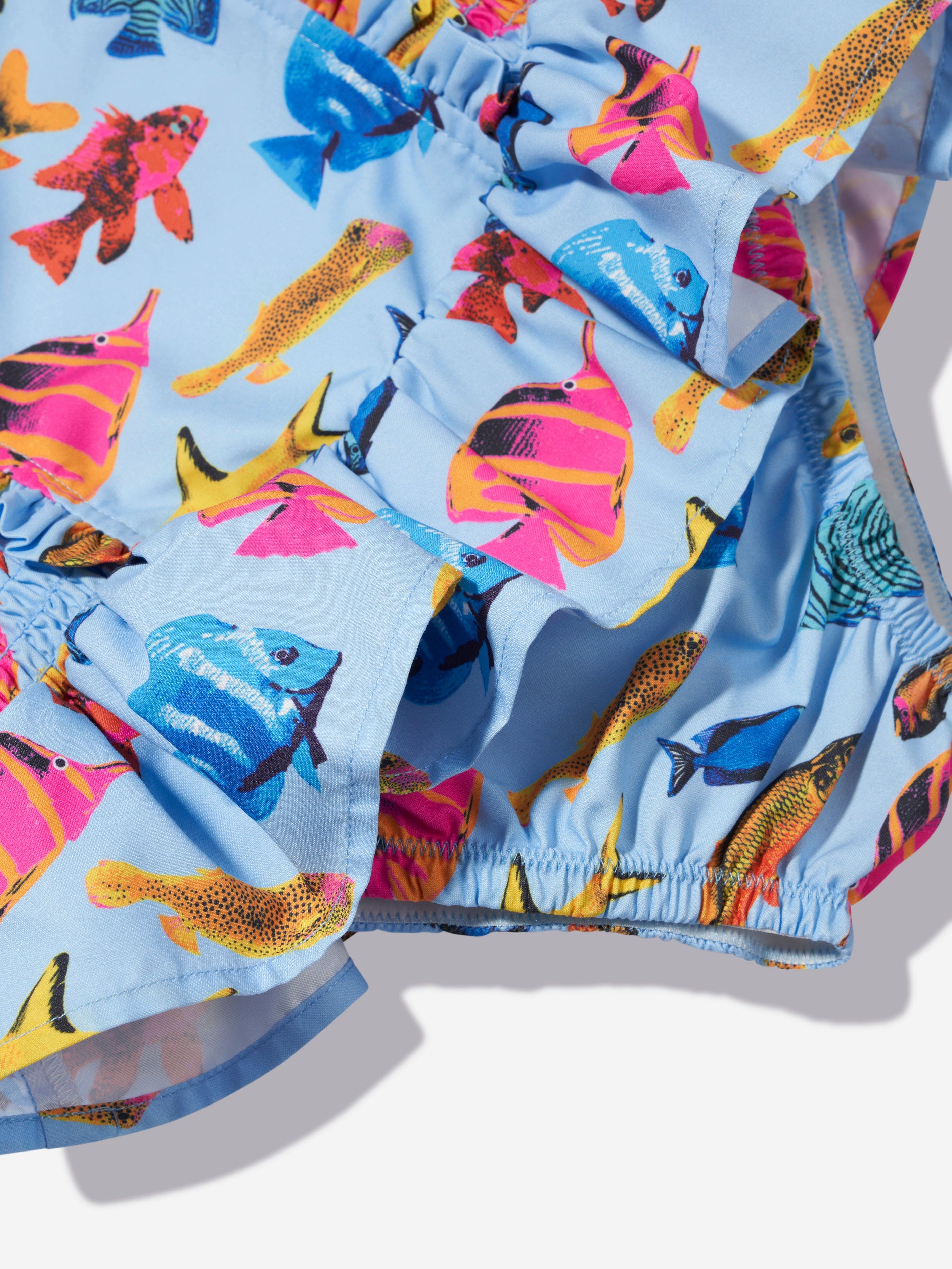 Rachel Riley Girls Tropical Fish Ruched Swimsuit in Multicolour Visit For Sale