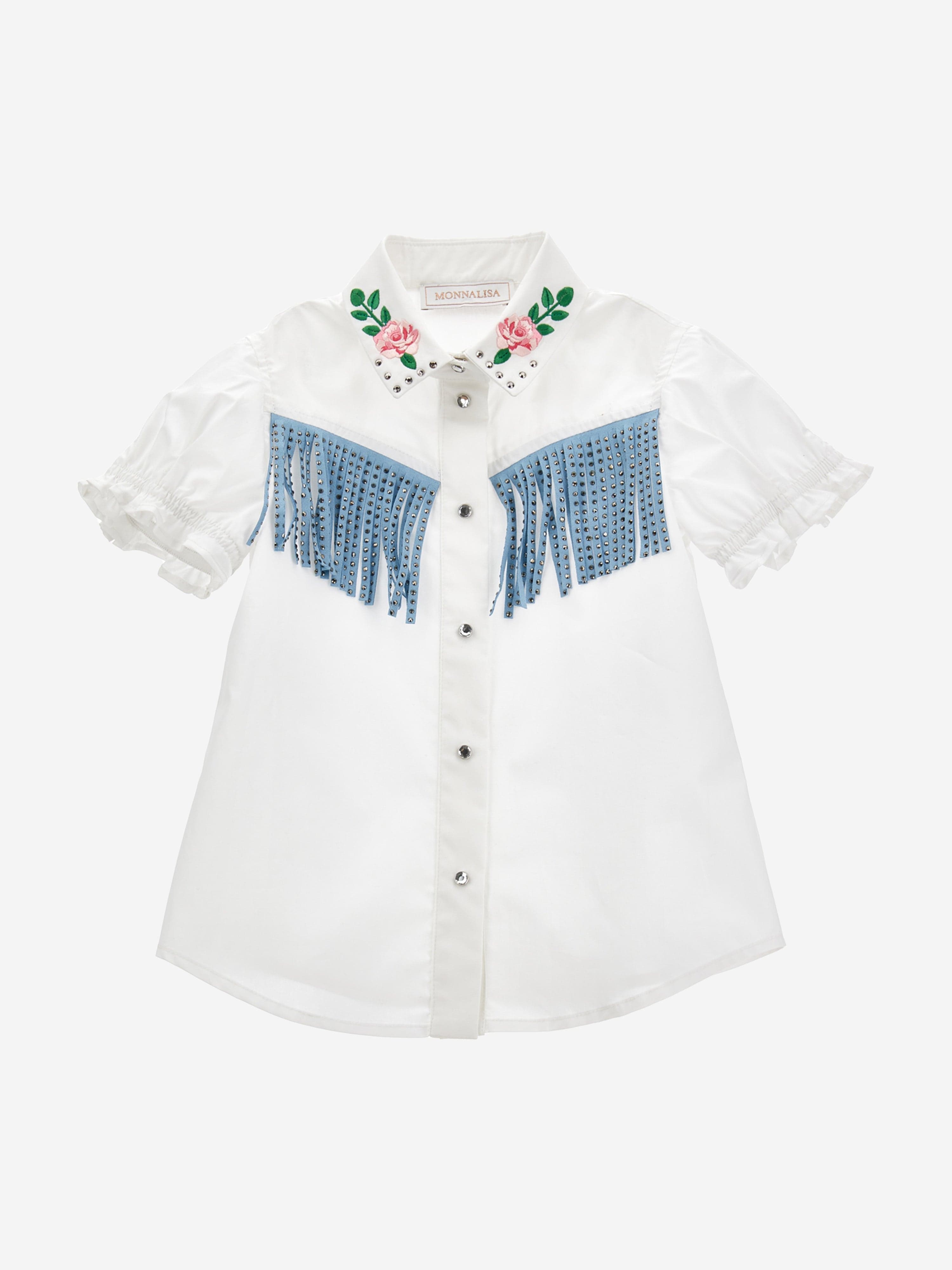 Monnalisa Girls Rodeo Shirt in White Sale Outlet
