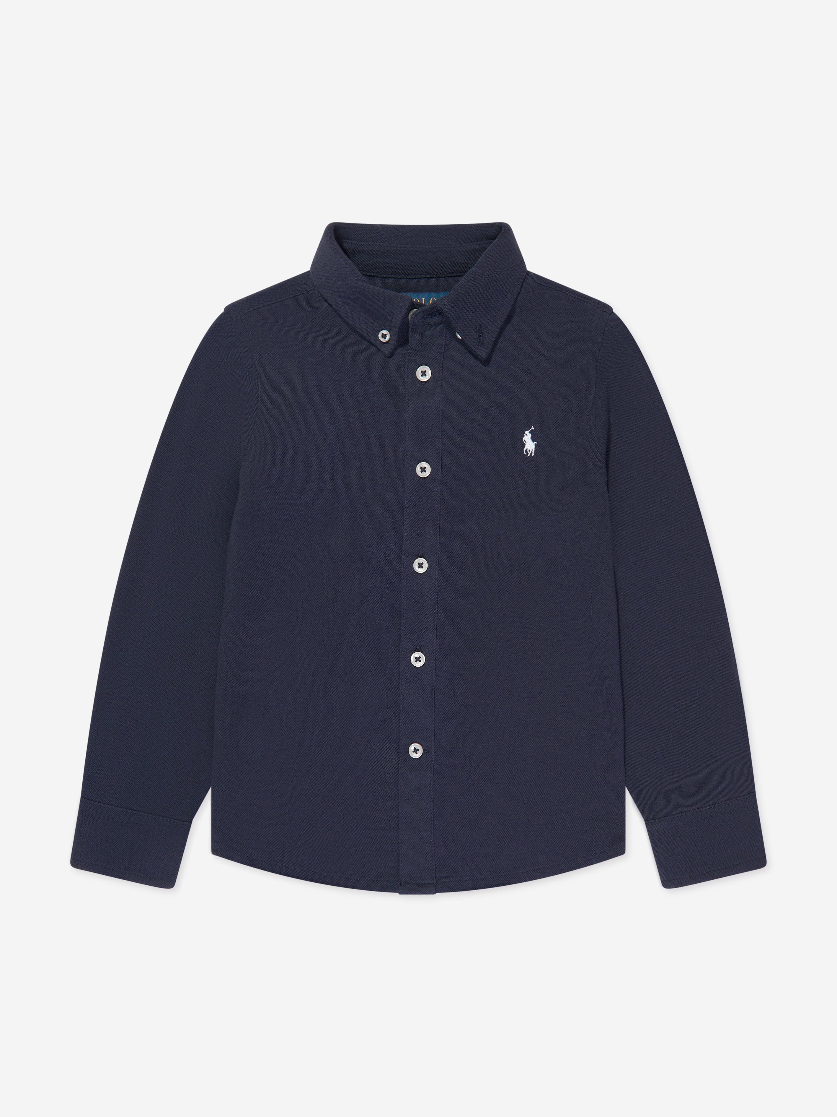 Ralph Lauren Boys Mesh Sport Shirt in Navy Discount Original