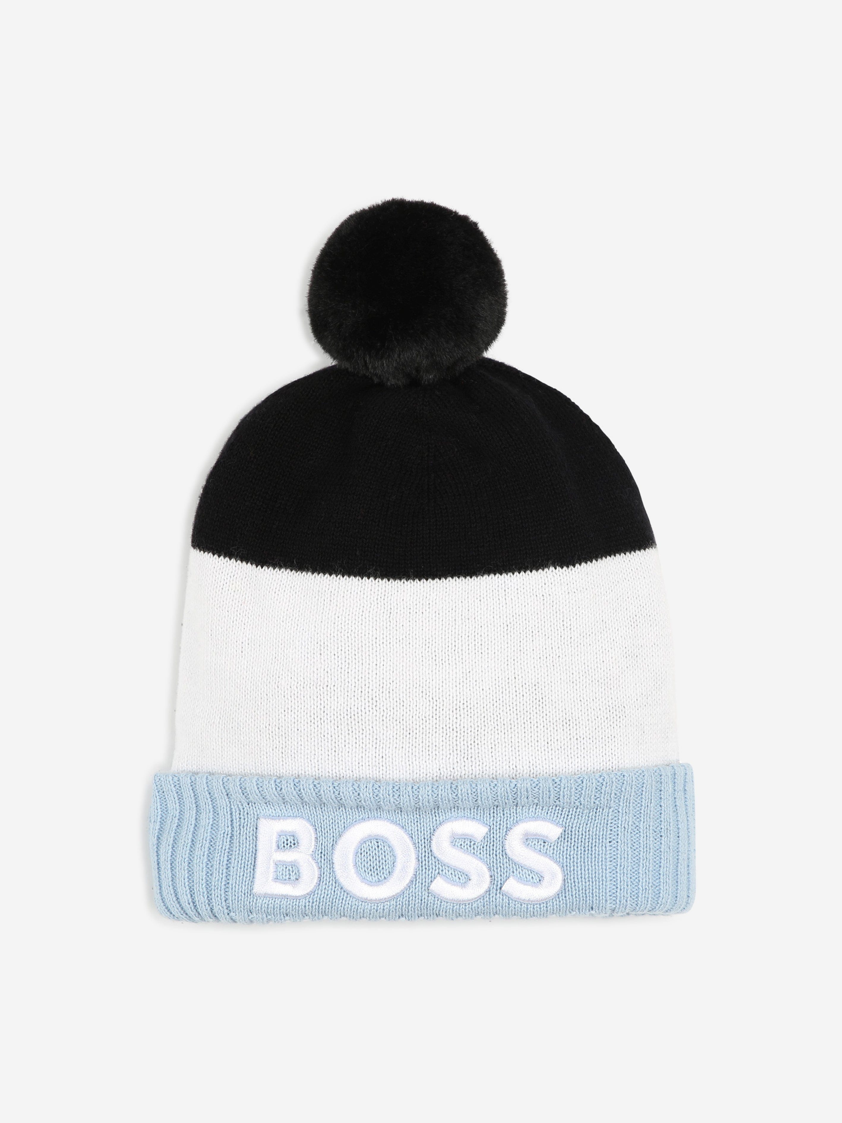 BOSS Boys Embroidered Logo Bobble Hat in Grey Cheap Sale Tumblr