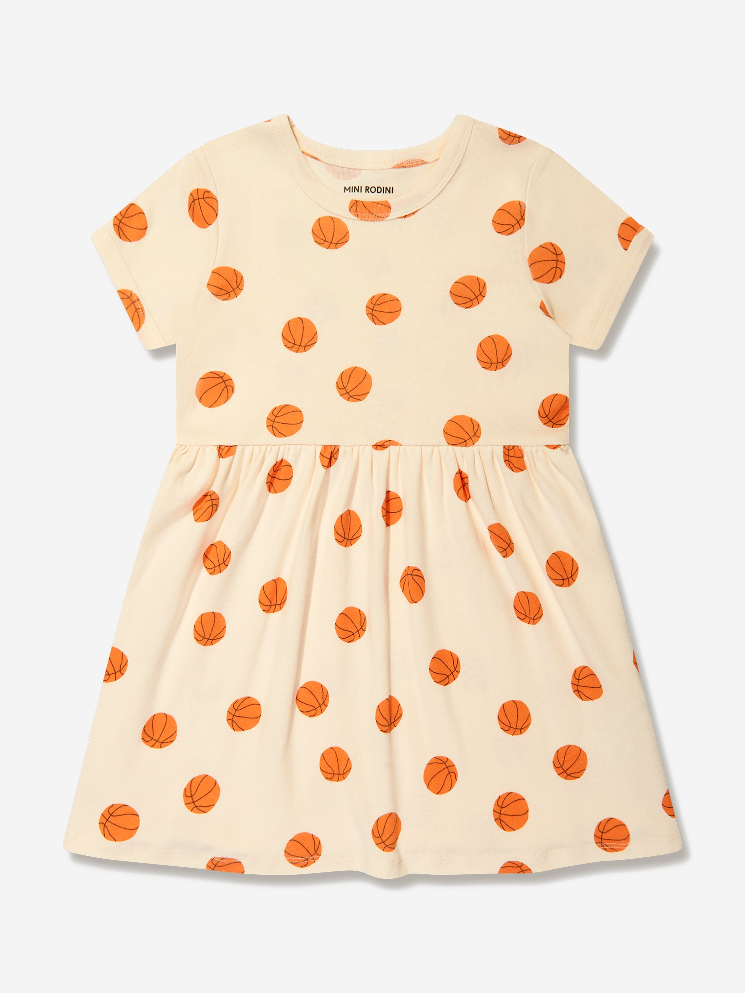 Mini Rodini Girls Basketball Print Dress in Ivory Best Place Sale Online