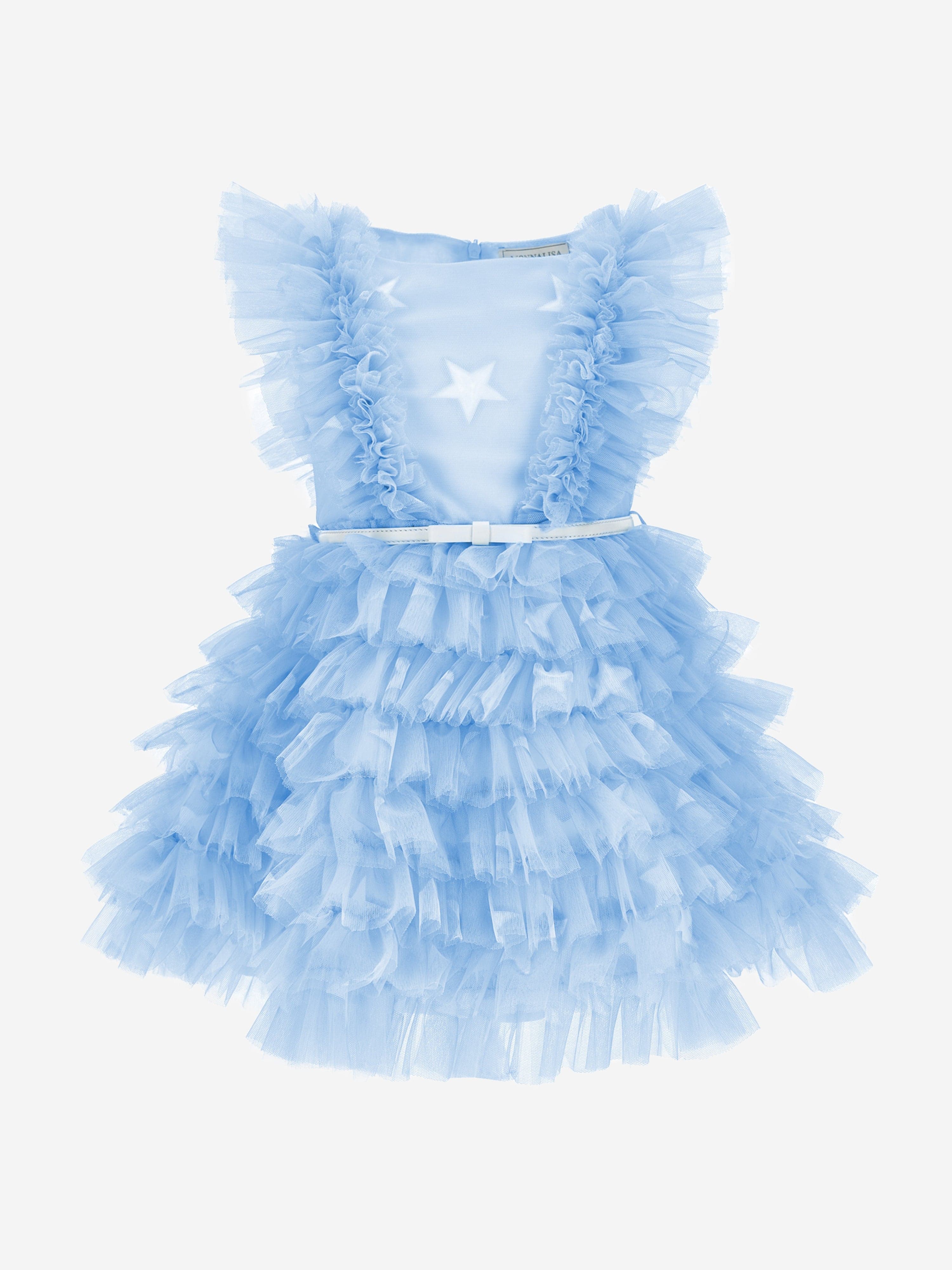 Monnalisa Girls Tulle Star Dress in Blue Where To Buy Low Pice