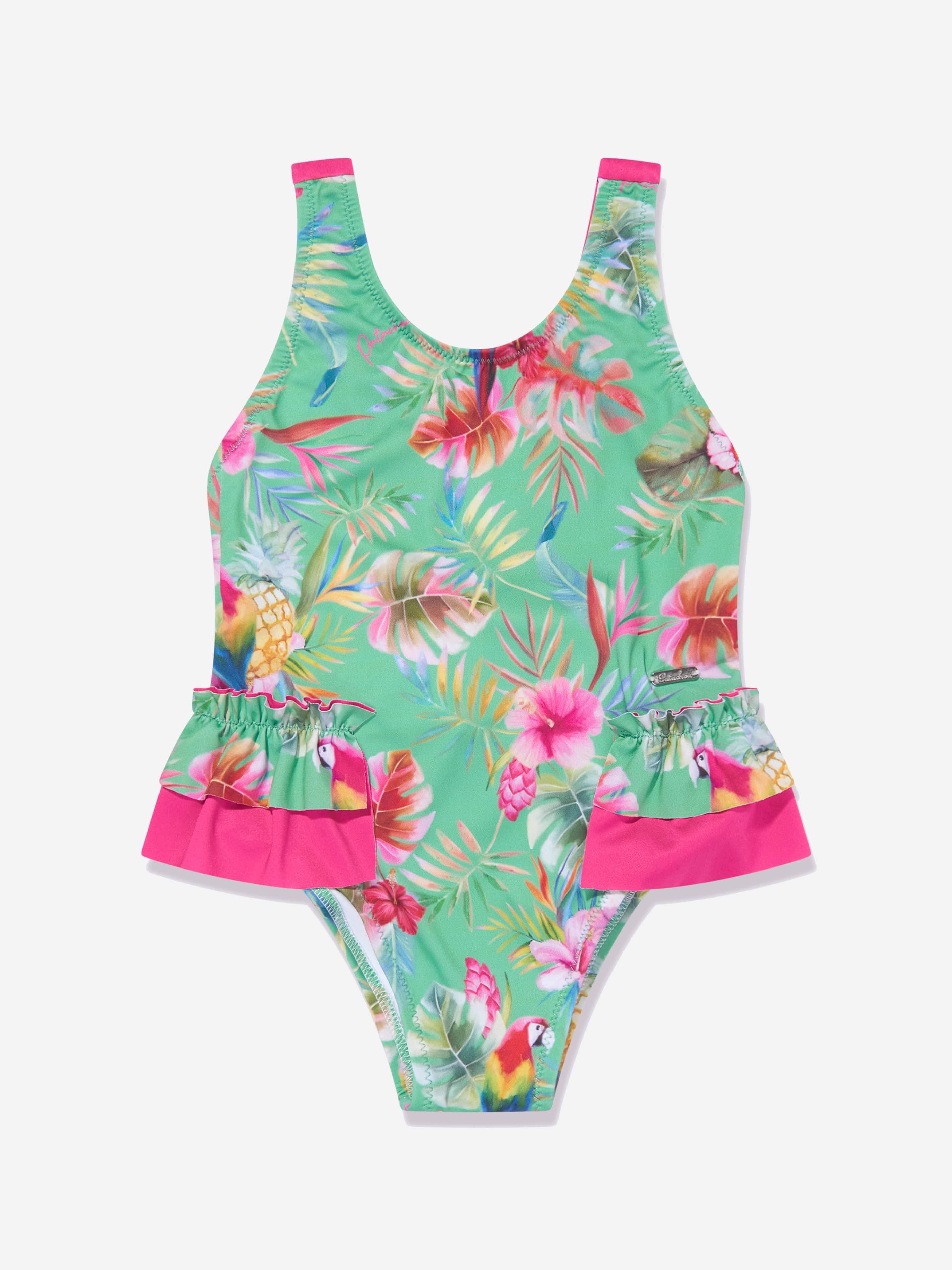 Patachou Girls Tropical Print Swimsuit in Green Hot Sale Cheap Pice