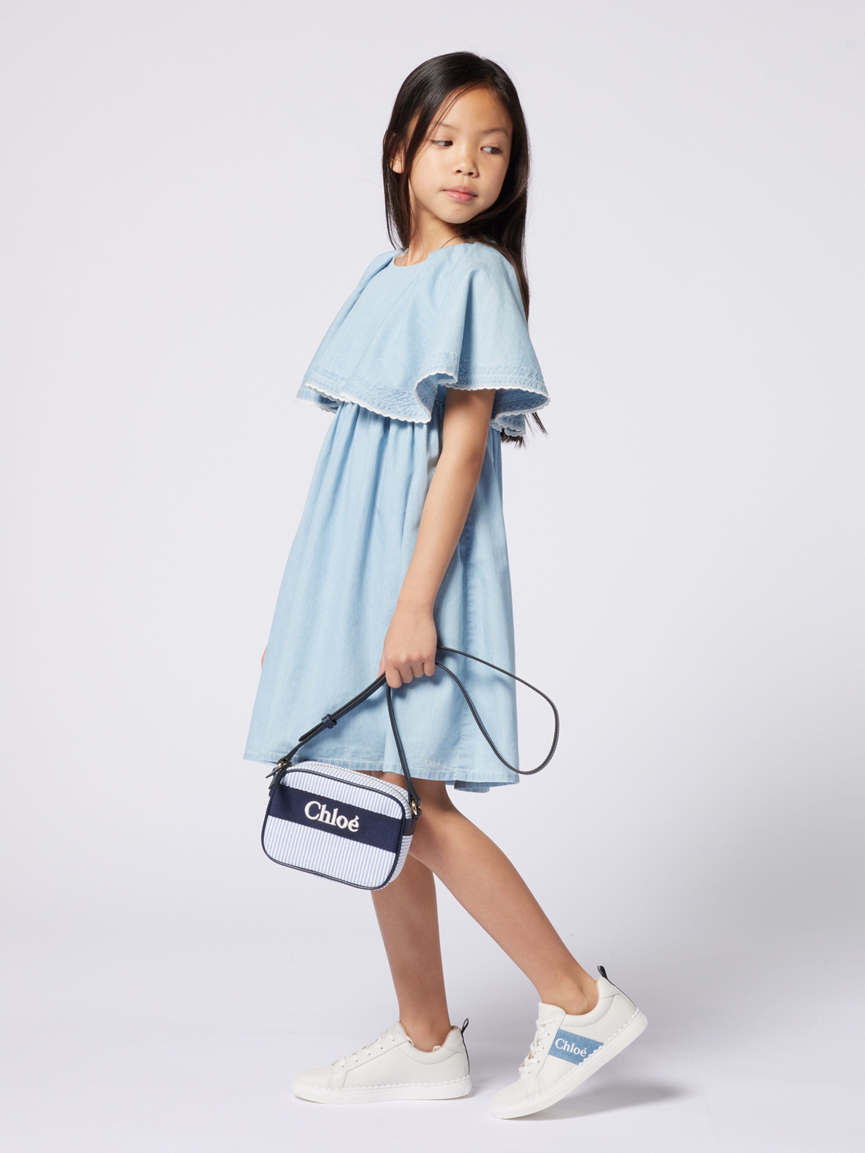 Chlo¨¦ Girls Striped Shoulder Bag in Navy (16cm) Low Shipping Cheap Pice