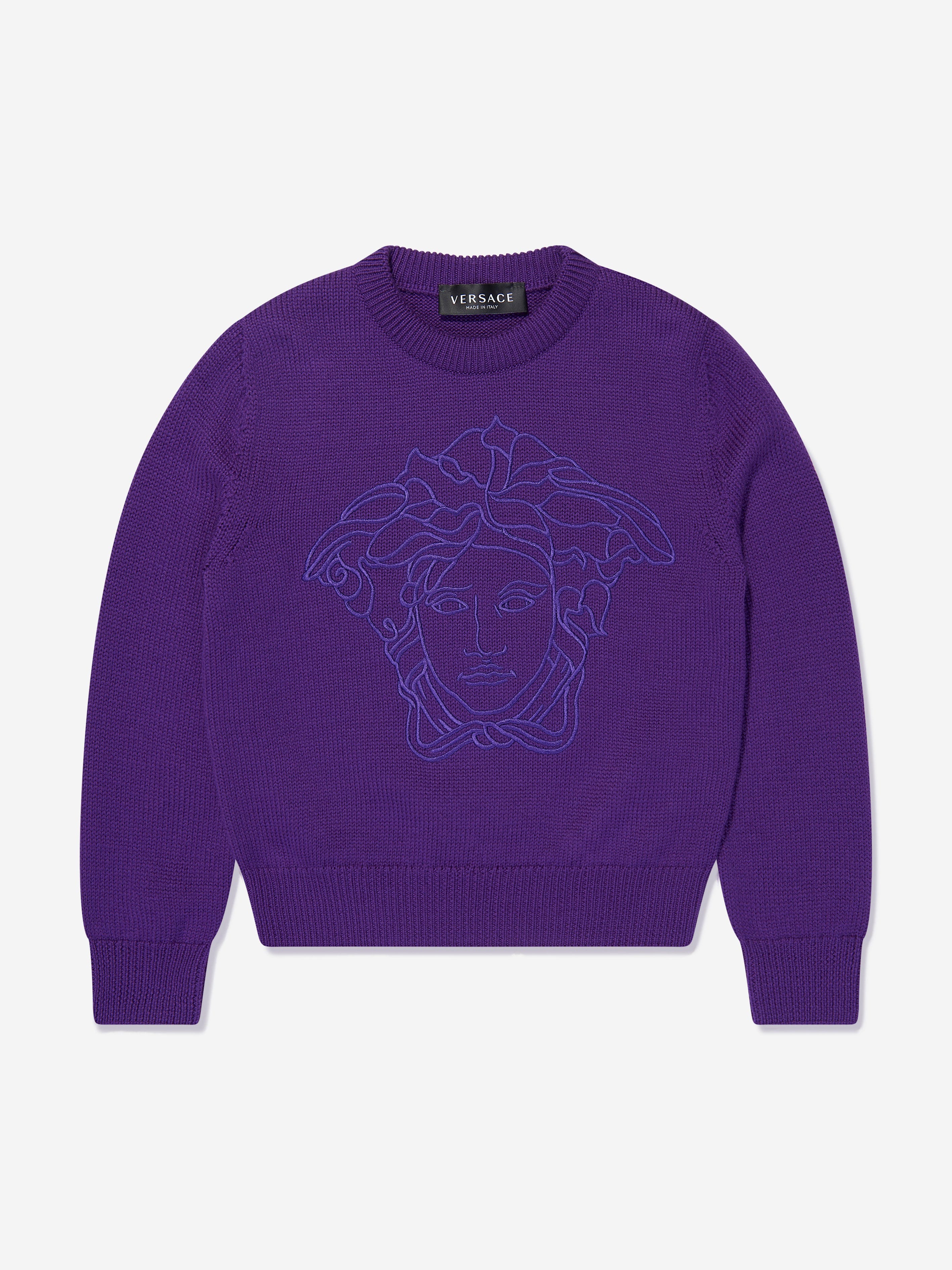 Versace Girls Wool Logo Jumper in Purple Clearance Reliable