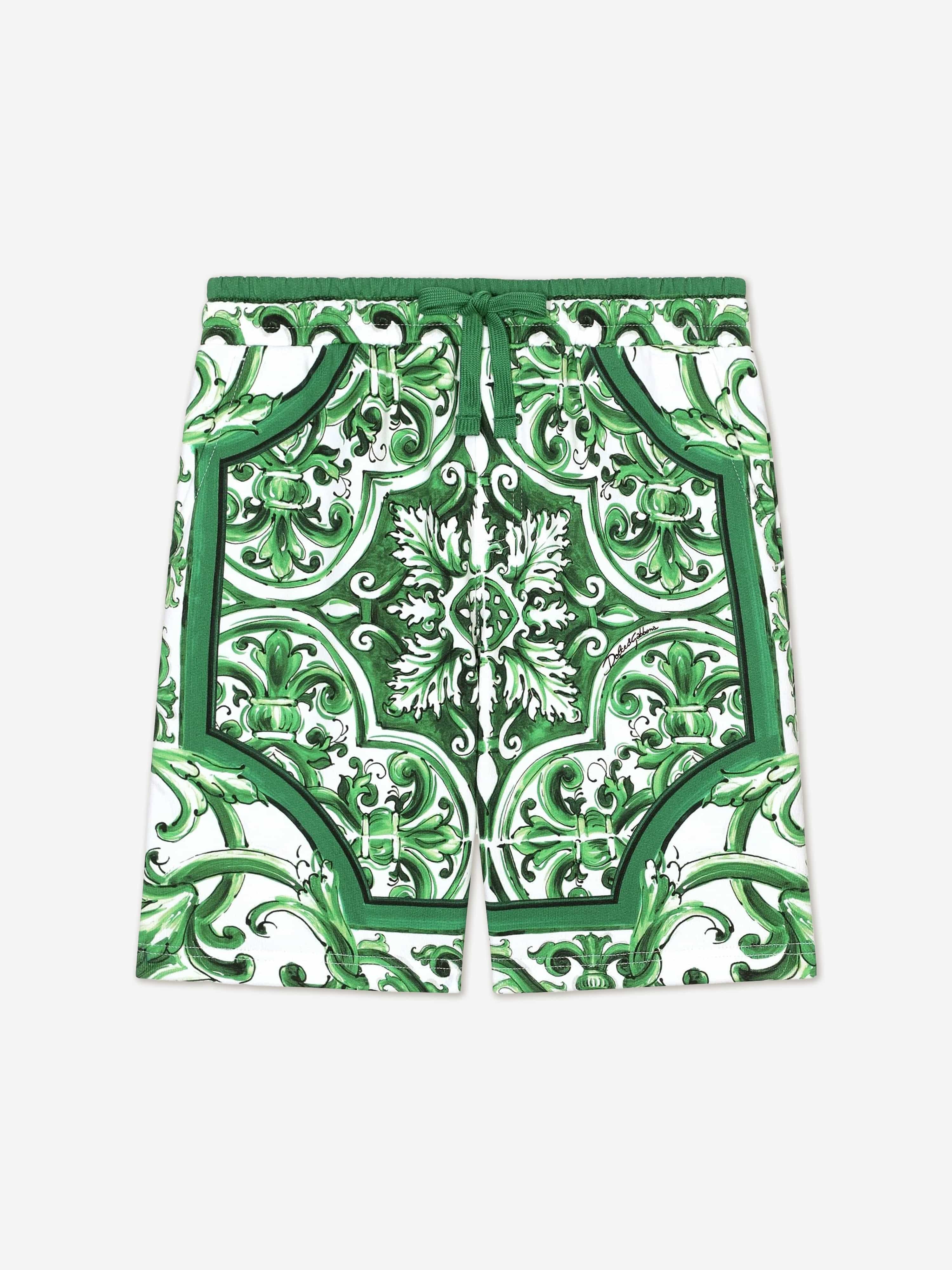 Dolce & Gabbana Boys Maiolica Bermuda Shorts in Green Cheap