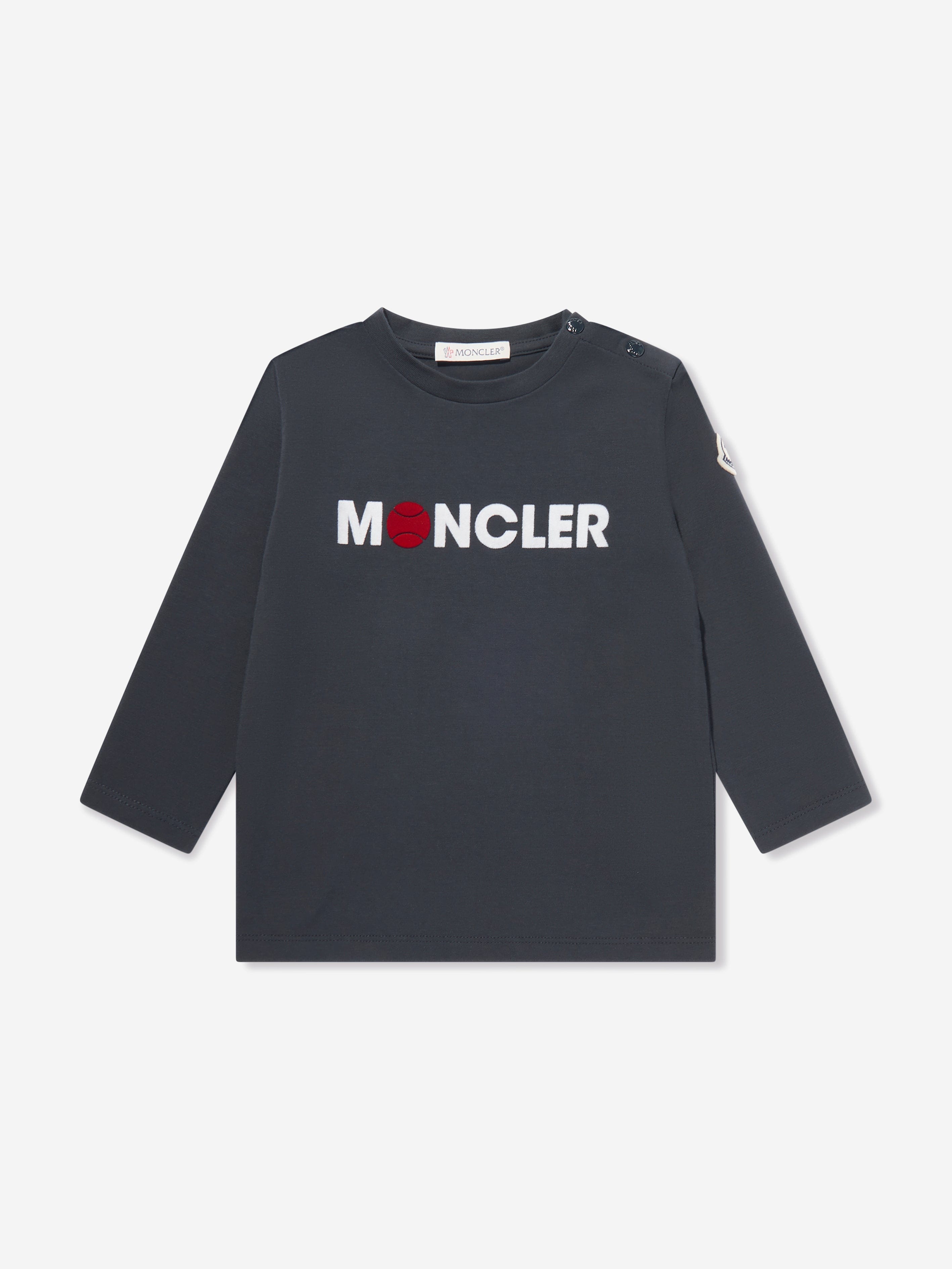 Moncler Enfant Baby Boys Long Sleeve Logo T-Shirt in Navy Outlet Exclusive