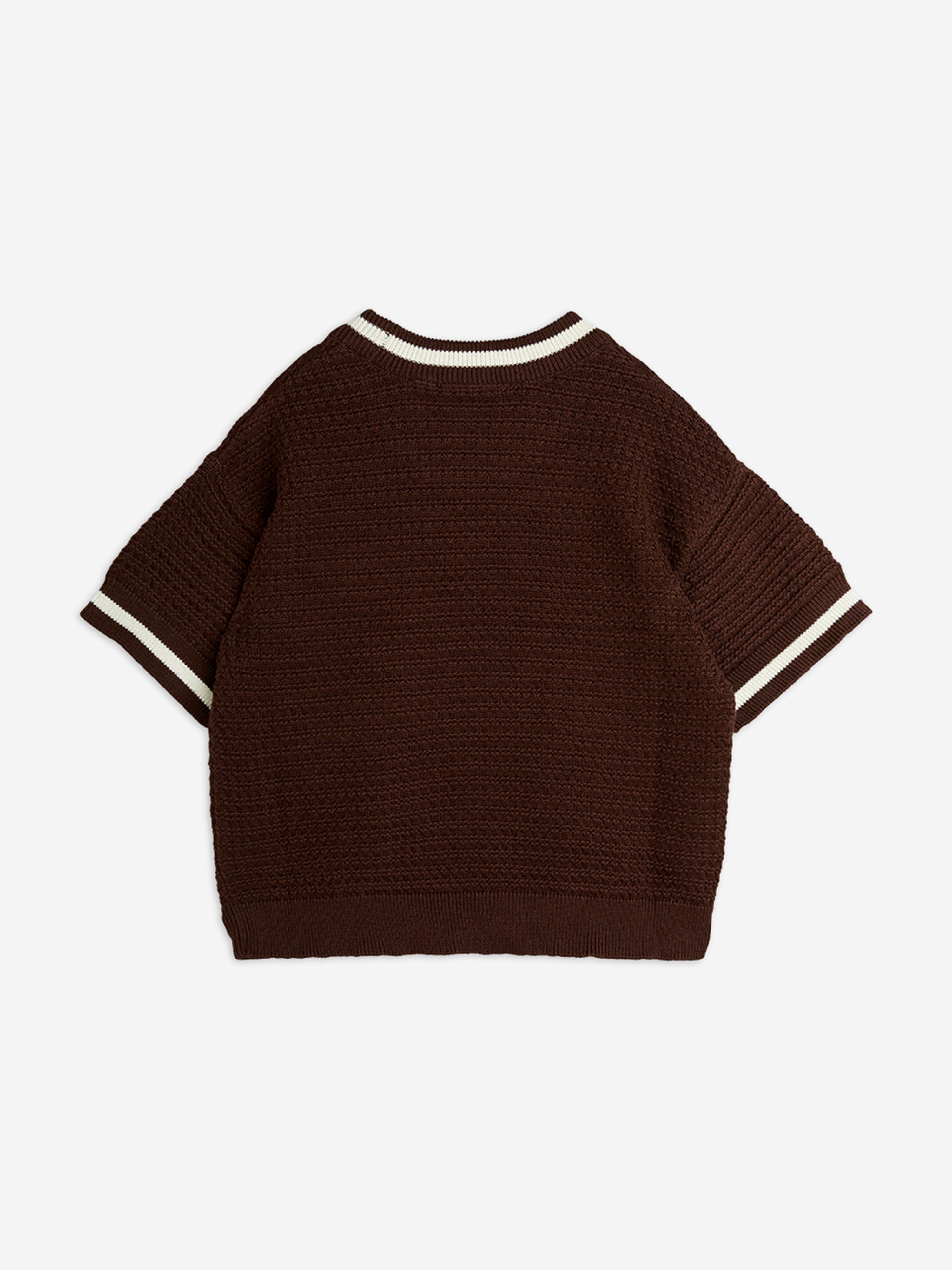Kids Lizard Patch Crochet Knit T-Shirt in Brown Clearance Footaction