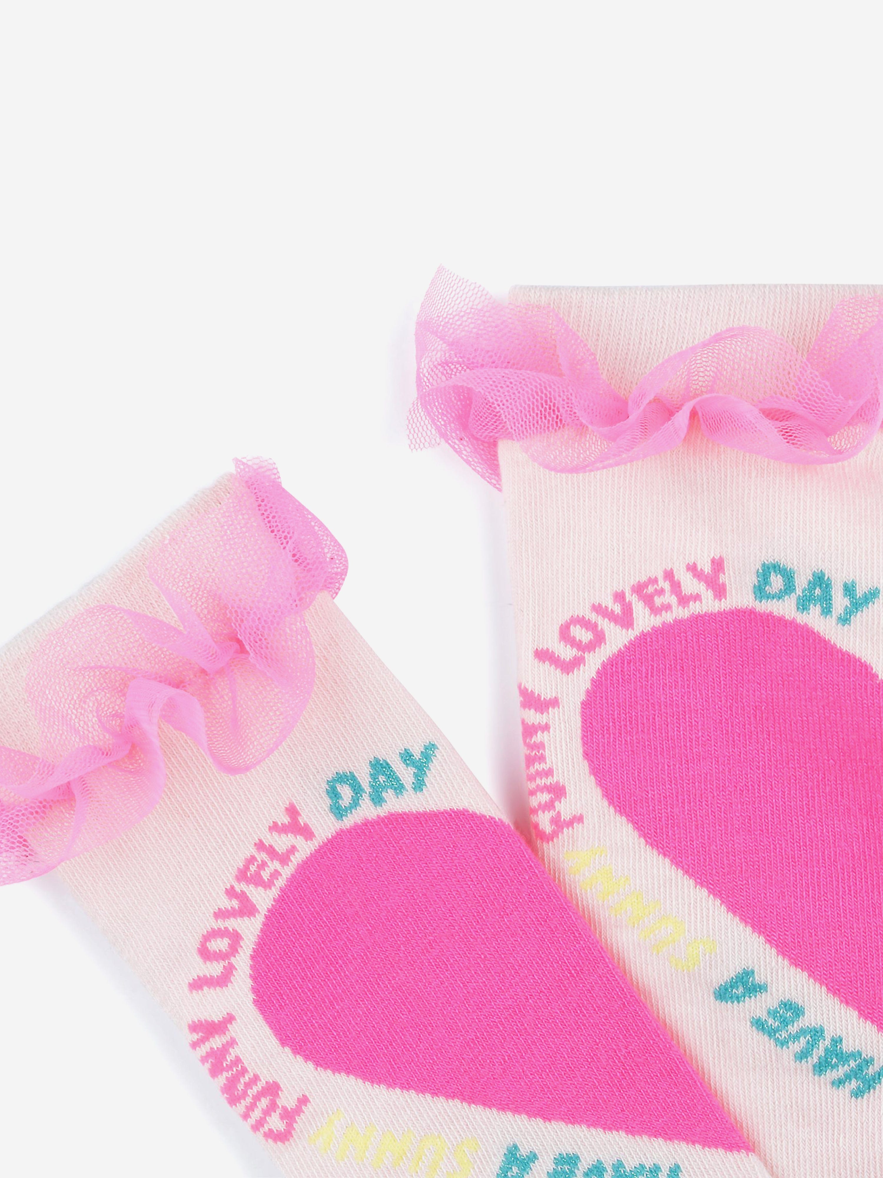 Girls Tulle Ruffle Heart Socks in Pink Buy Cheap Visit New