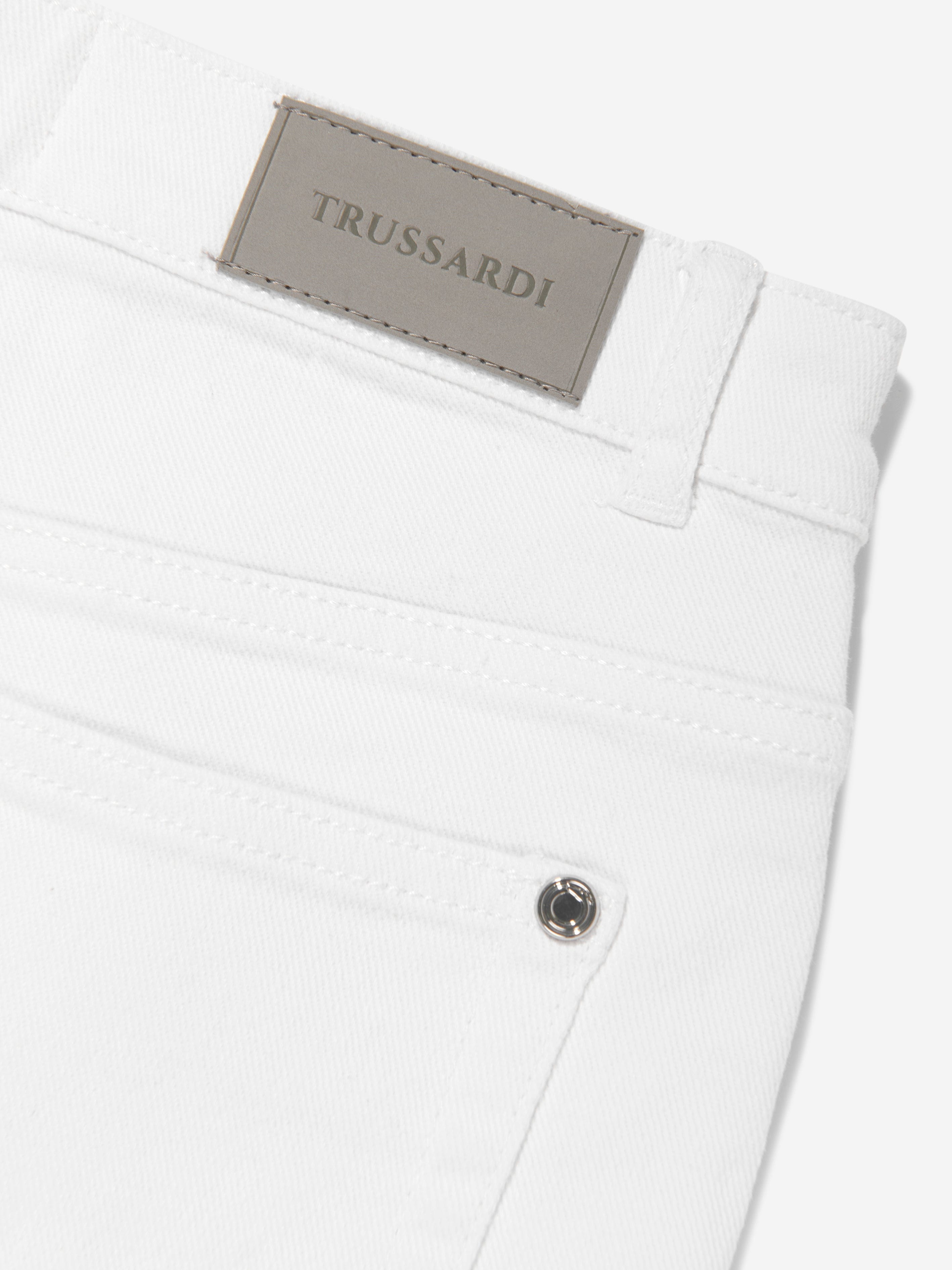 Trussardi Boys Mogurean Bermuda Shorts in White Discount Cheap