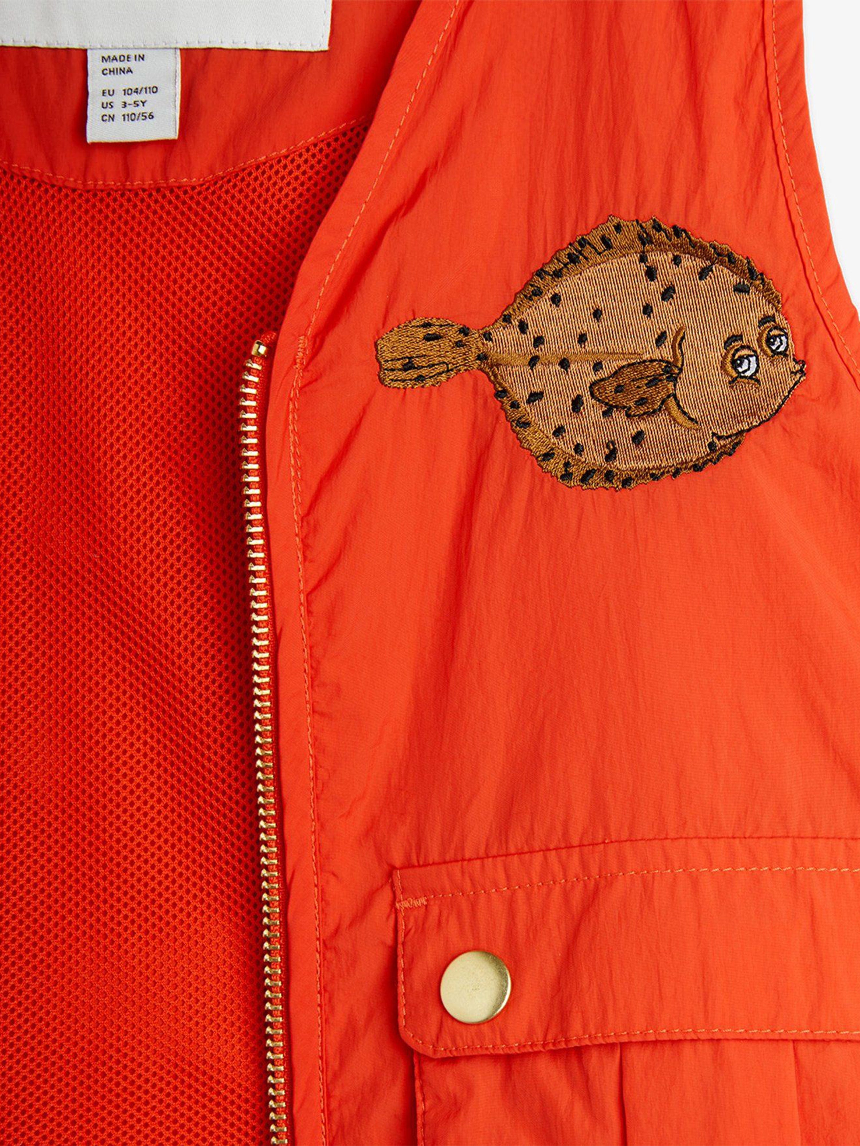 Kids Flundra Embroidered Utility Vest in Orange Limited Edition Online