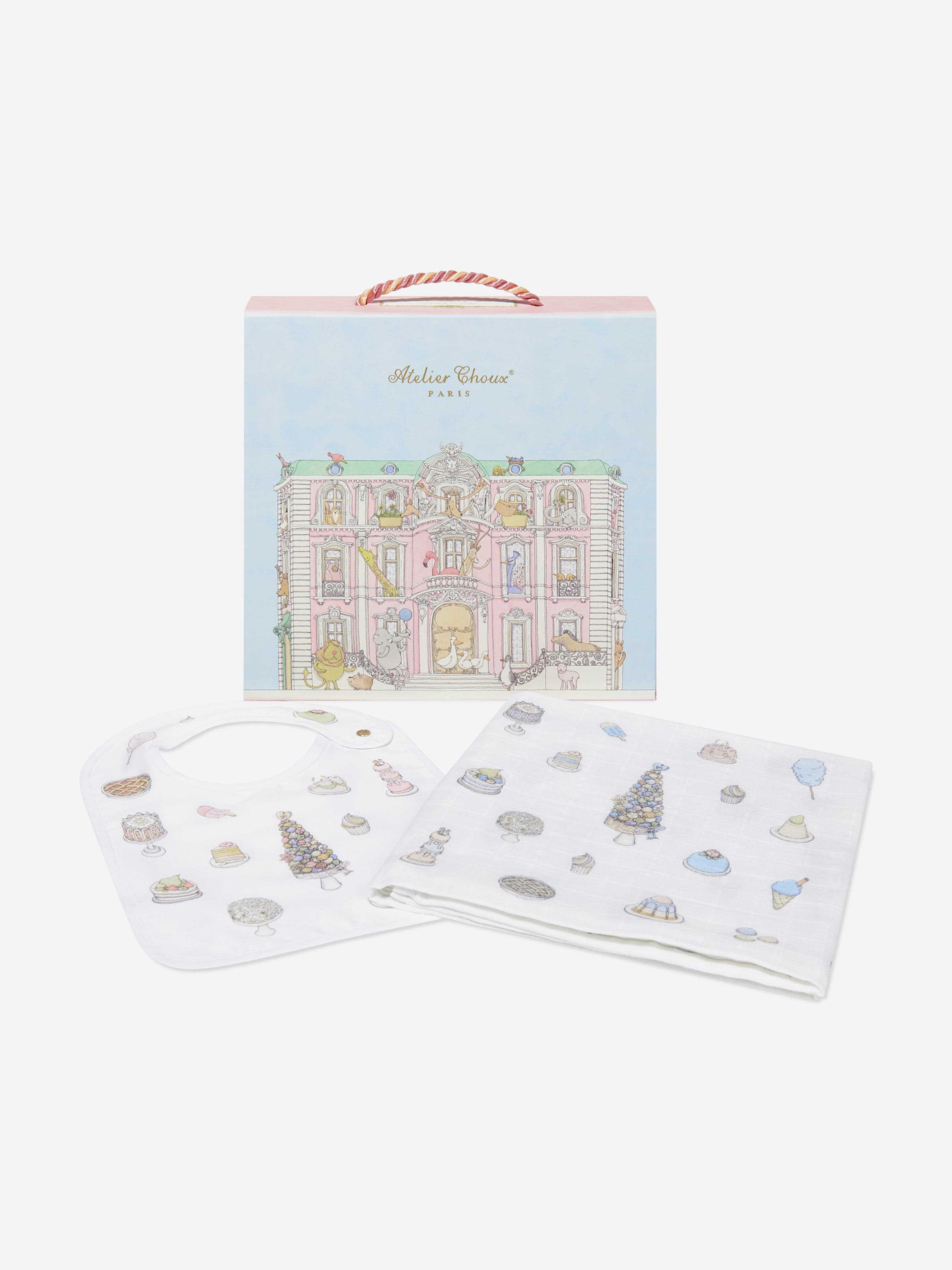 Atelier Choux Baby Boys Sweetie Pie Carr¨¦ and Satin Bibs Set in Blue Top Quality Cheap Pice