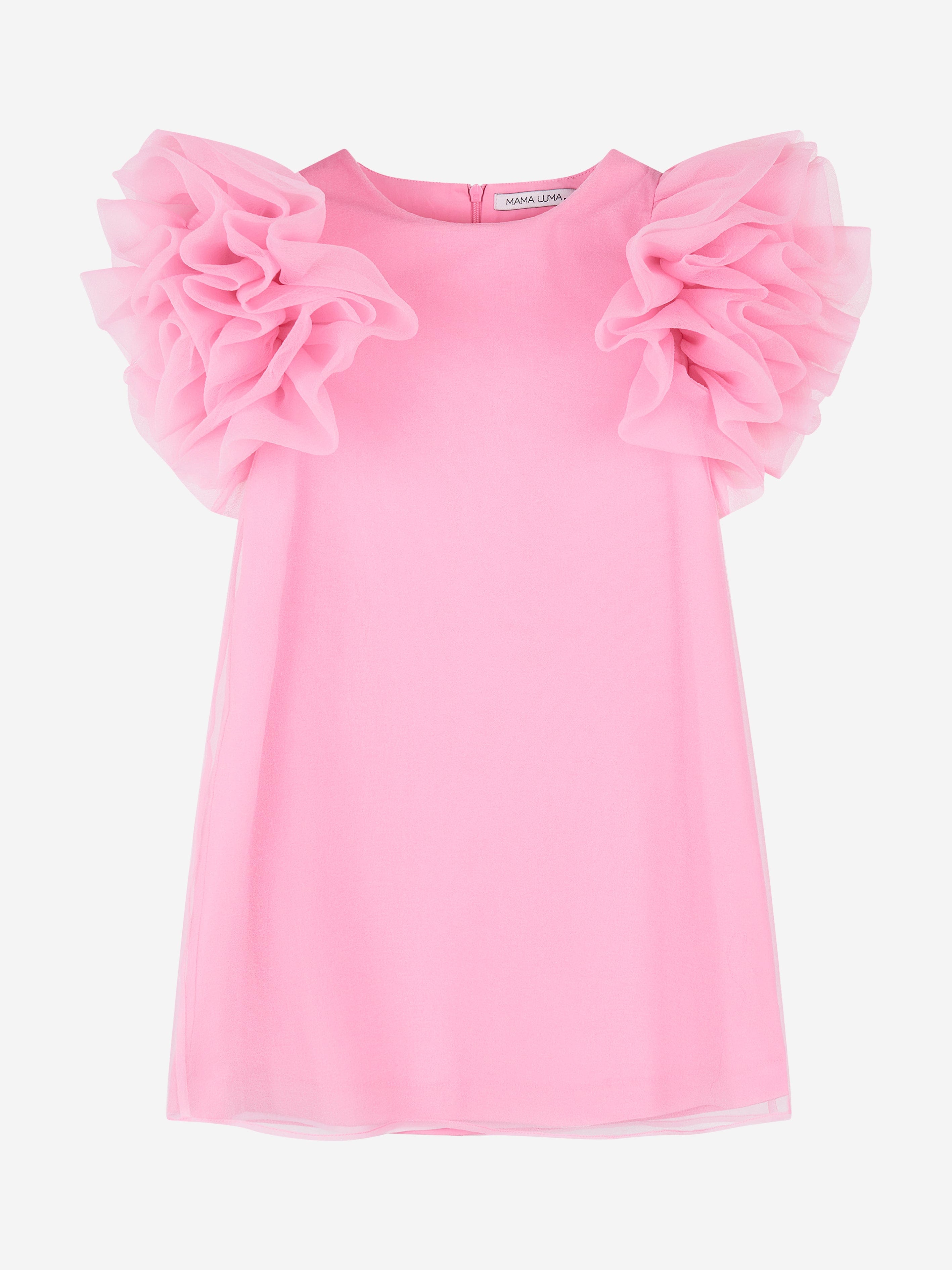 Mama Luma Girls Organza Ruffle Sleeve Dress in Pink Marketable Cheap Pice