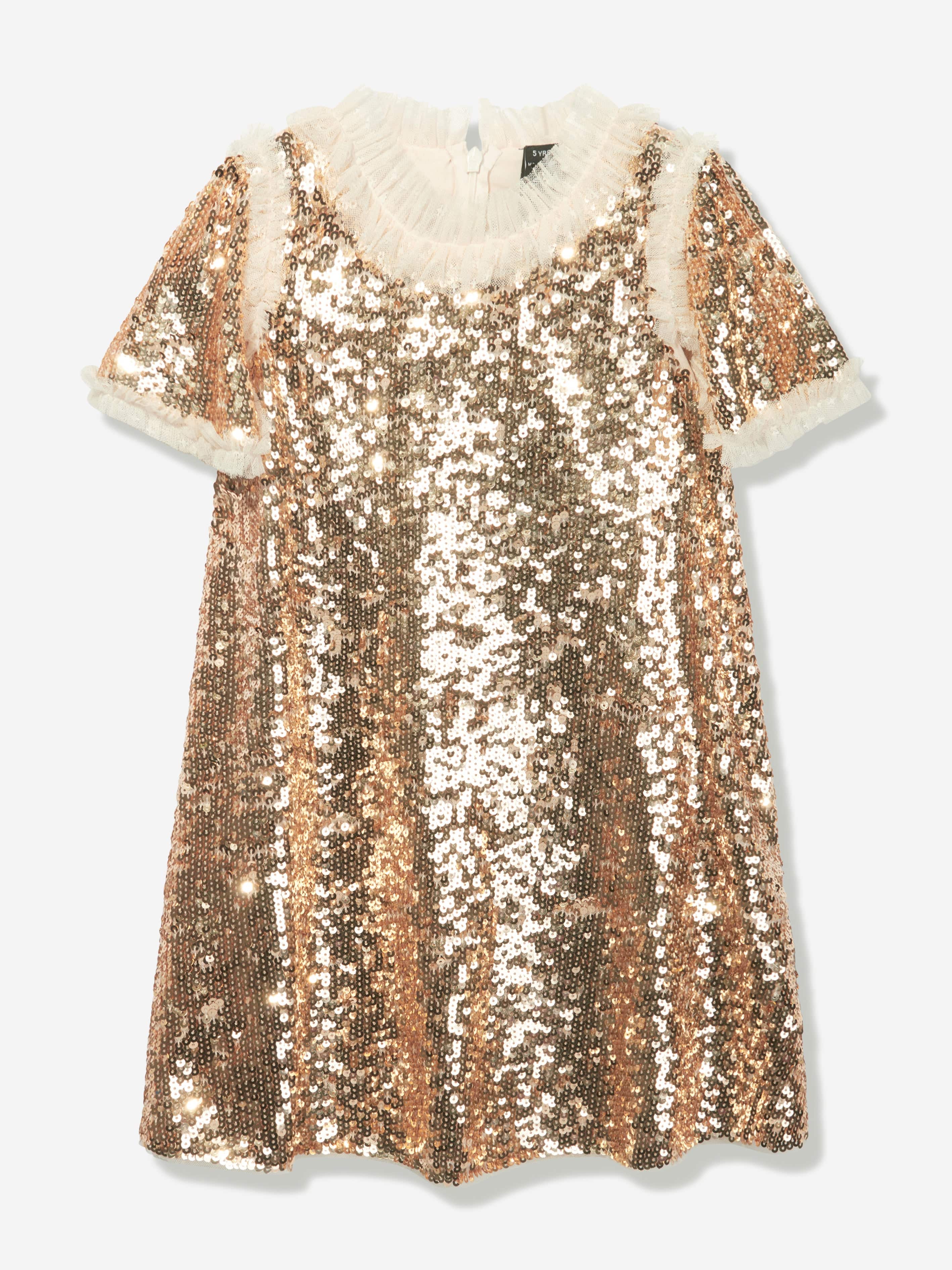Needle & Thread Girls Matilda Dress in Gold Outlet Clearance Store