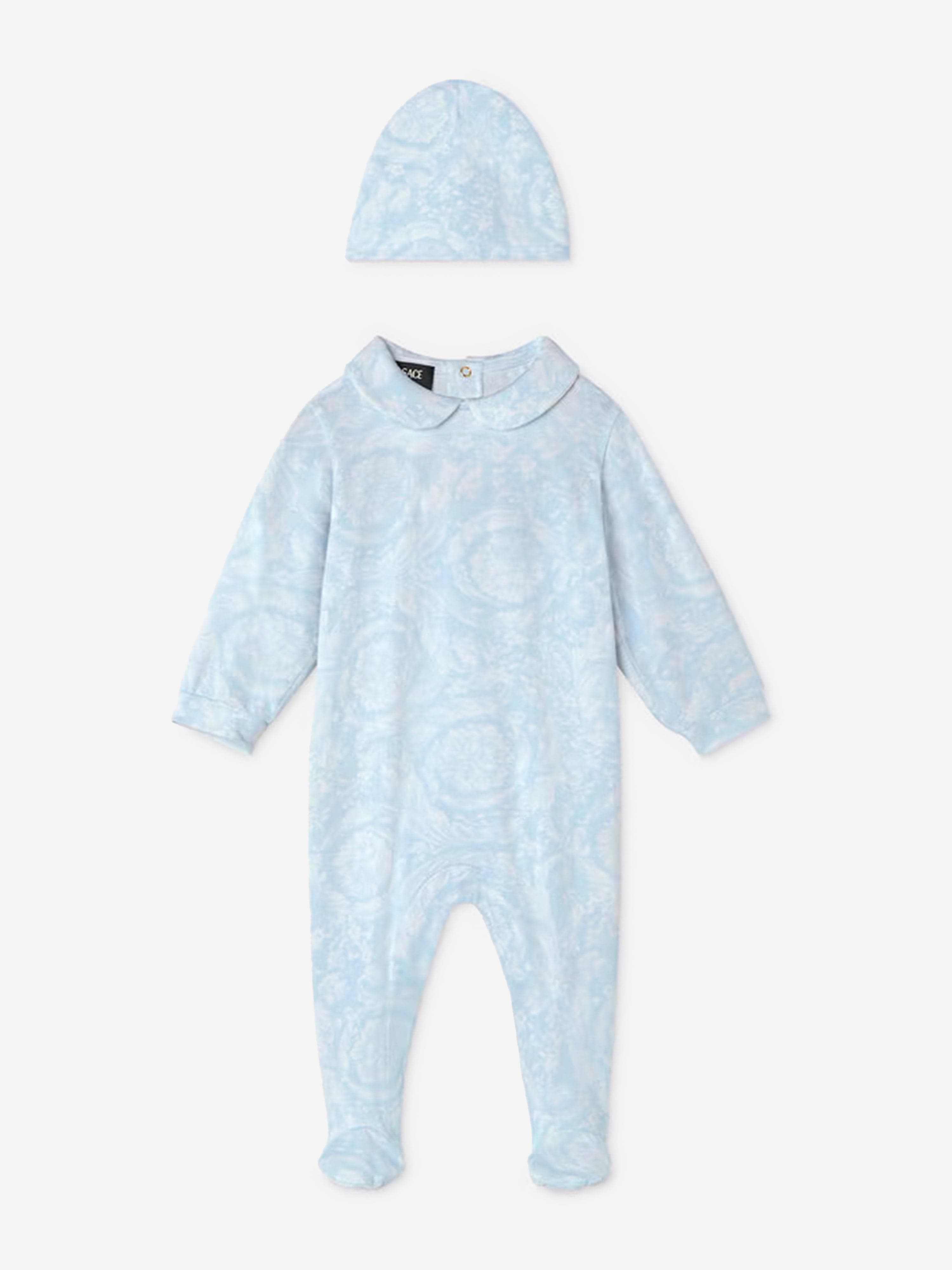 Versace Baby Boys Barocco Babygrow Gift Set in Blue Pices Cheap Pice