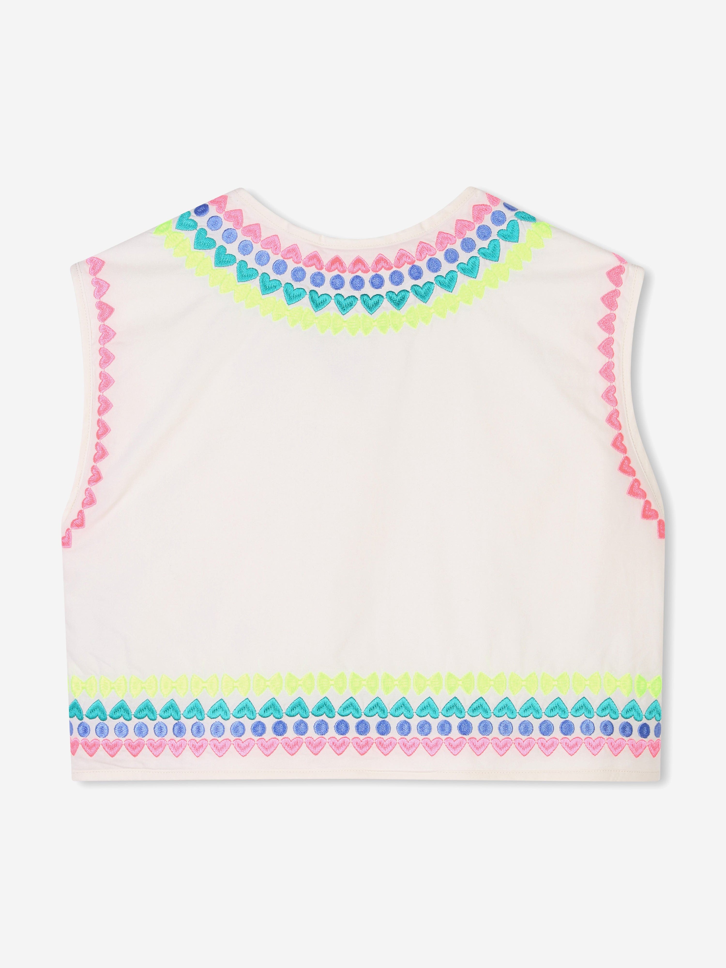 Girls Embroidered Gilet in Ivory Discounts
