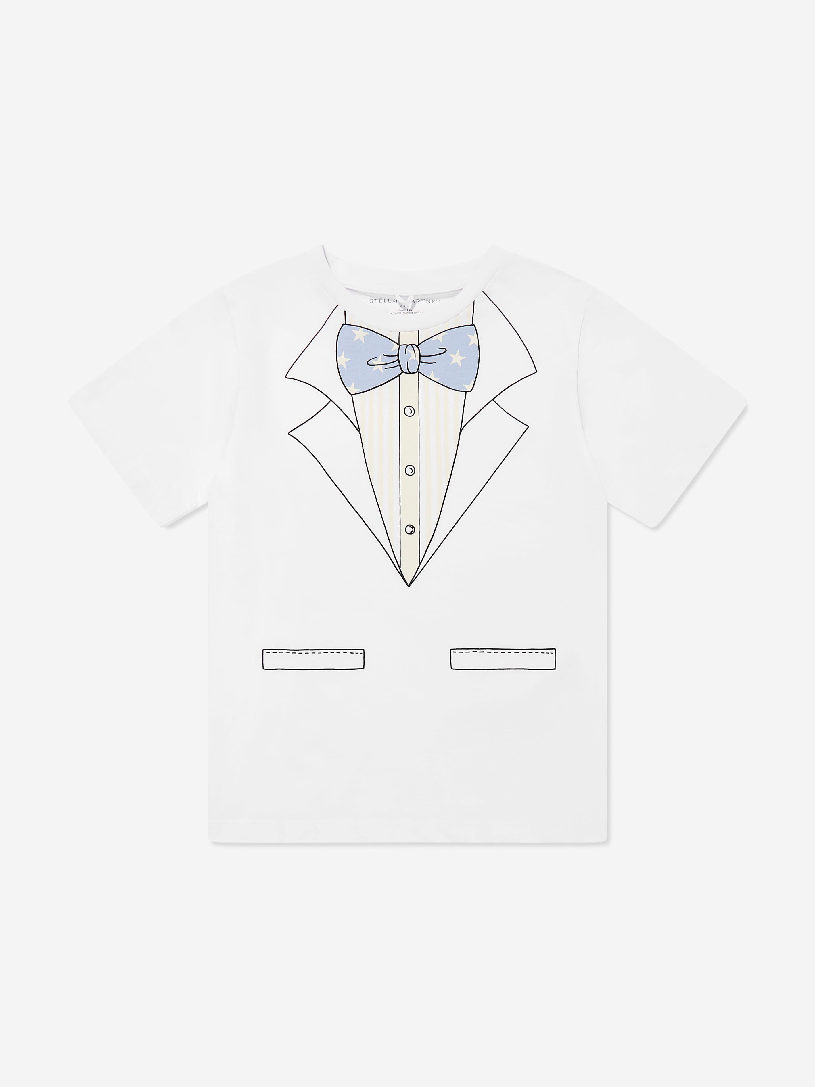 Boys Suit Print T-Shirt in White Extremely Cheap Pice