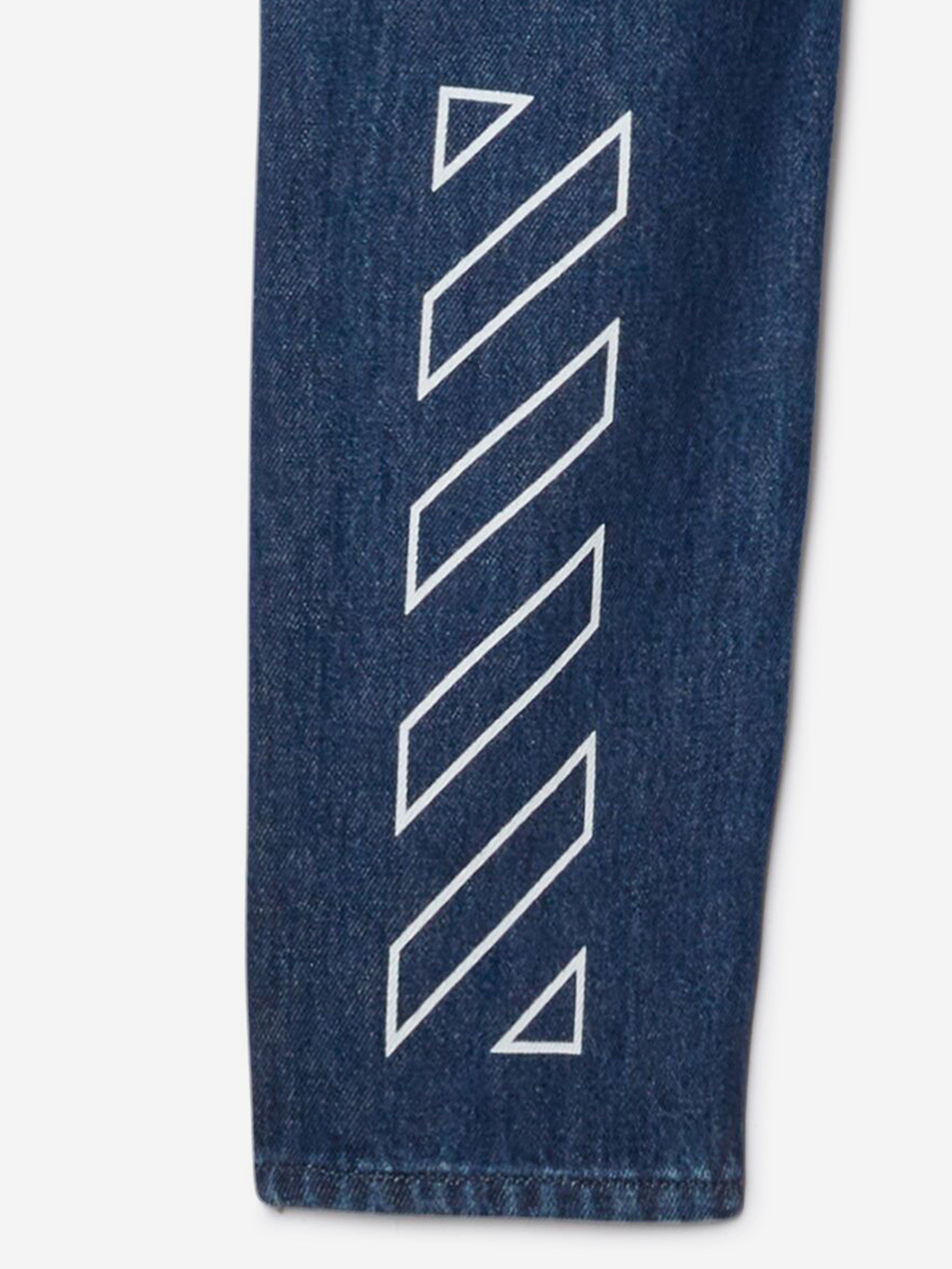 Off-White Boys Bookish Patch Regular Jeans in Blue Free Shipping With Paypal