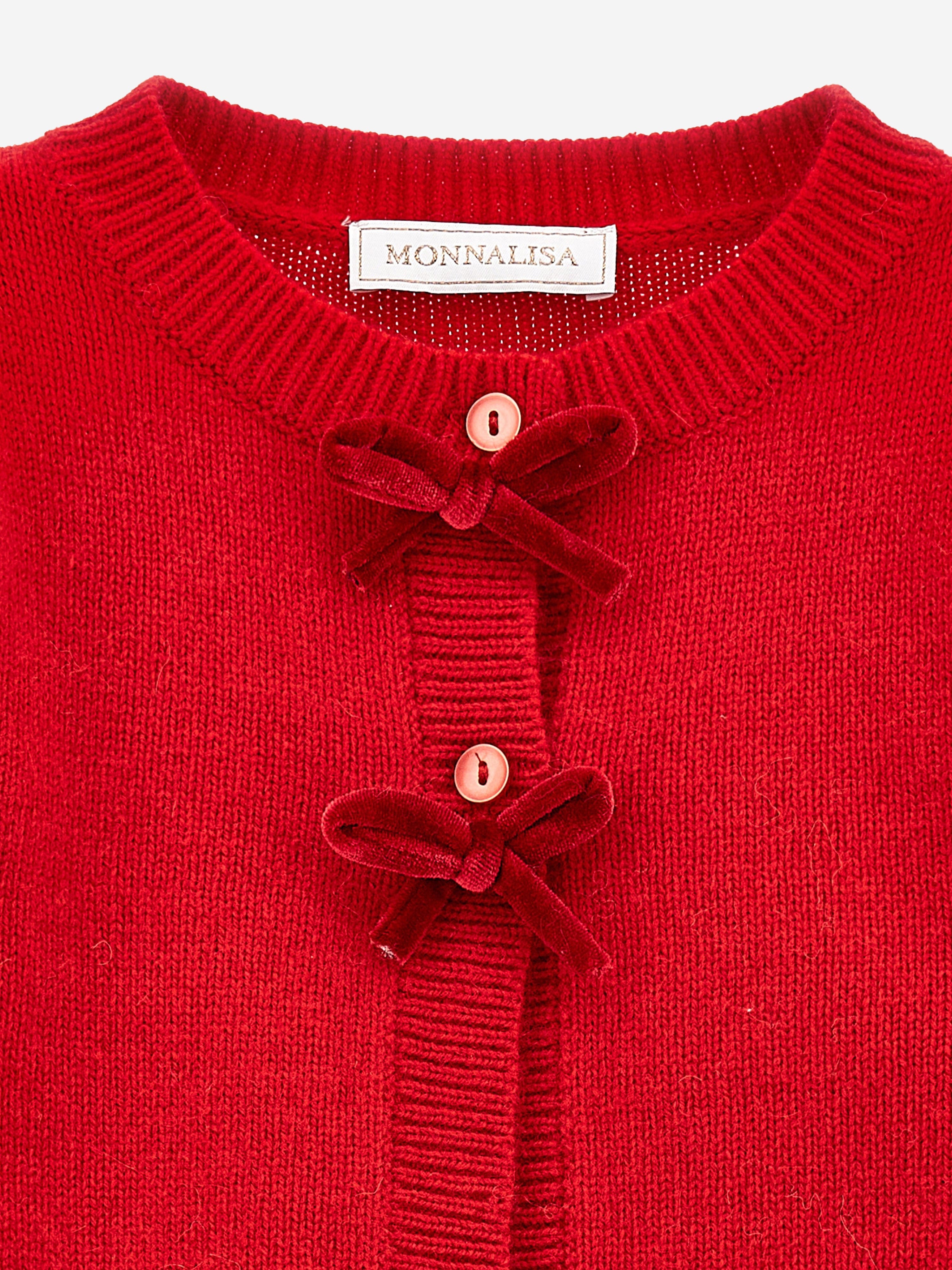 Monnalisa Baby Girls Wool Knitted Cardigan in Red Get Authentic For Sale