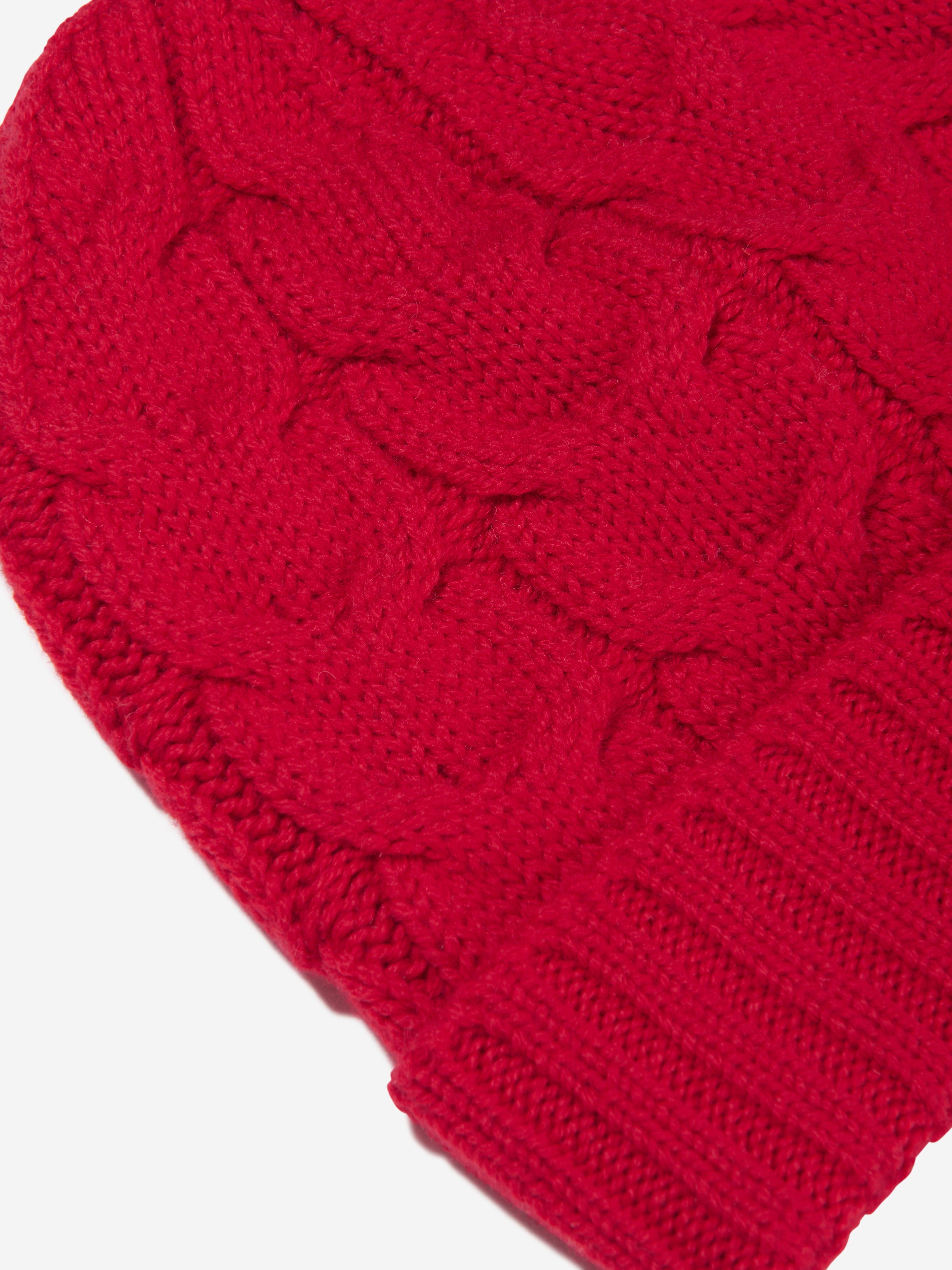 Moncler Enfant Boys Cable Knit Wool Beanie in Red Genuine Online